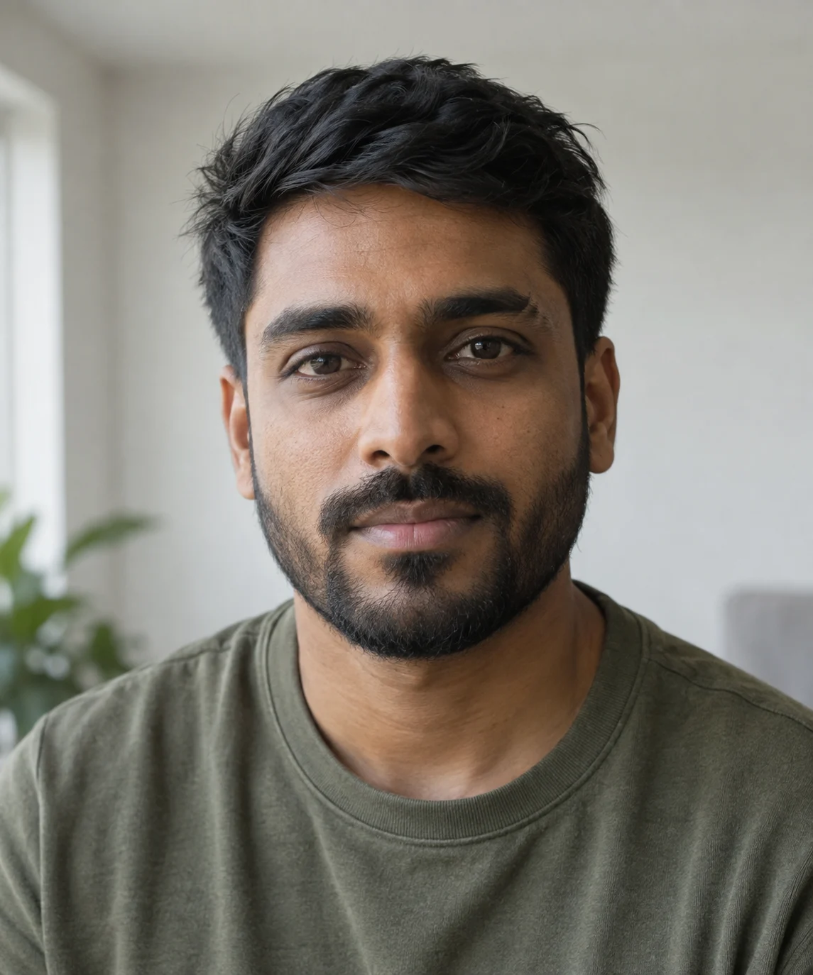 Fictional AI-generated adult man reference portrait