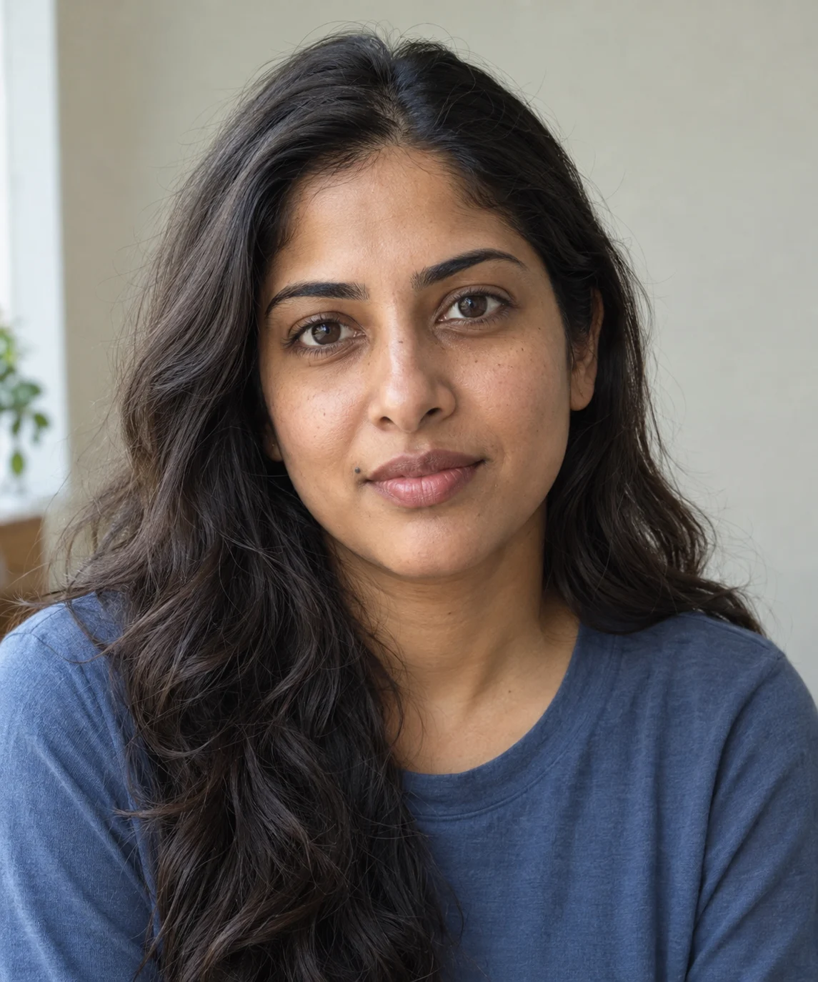 Fictional AI-generated adult woman reference portrait