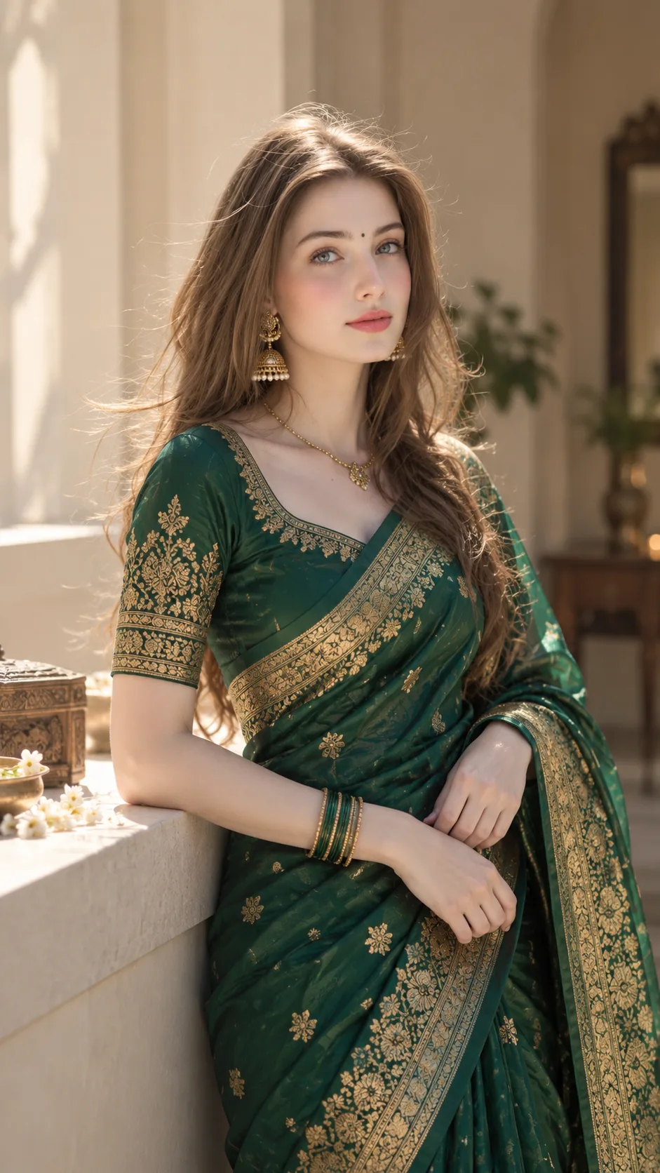 Emerald Elegance: Timeless Indian Grace