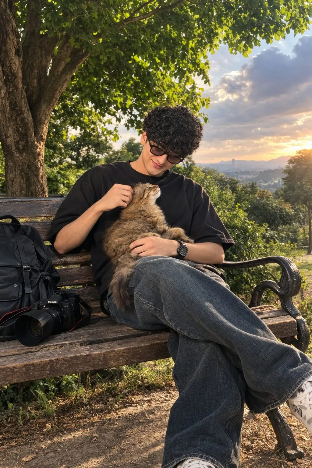 “A Peaceful Moment with My Furry Friend” 🐱🌿