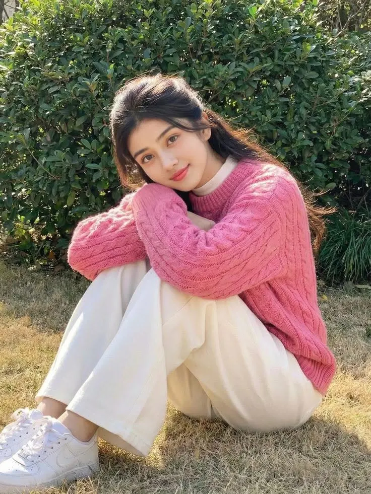 Pink Cable-Knit Autumn Vibe