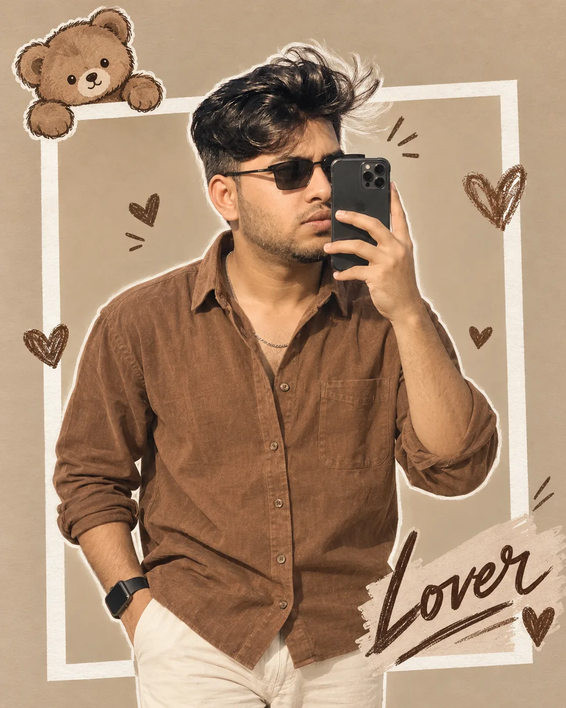 Cute Brown Aesthetic Mirror Selfie Poster