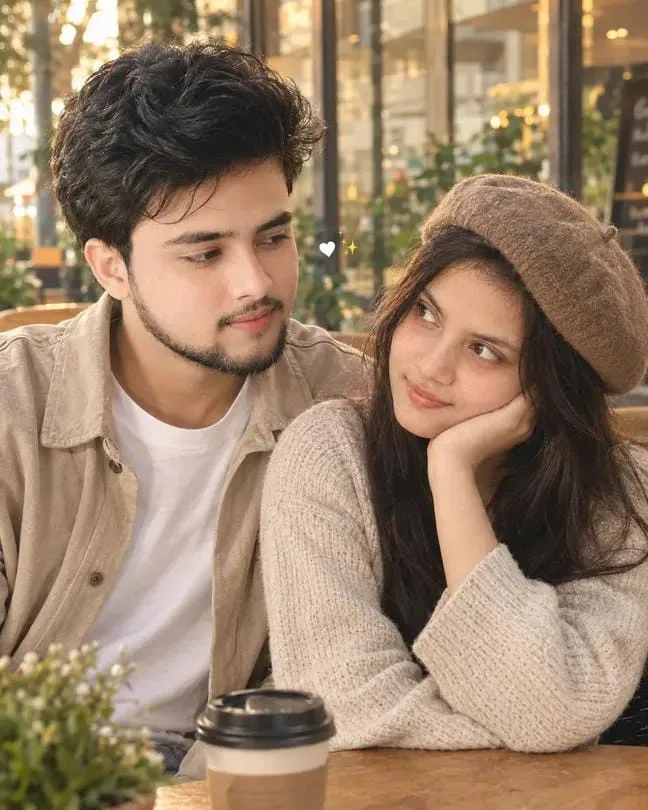 Cozy Café Couple Portrait