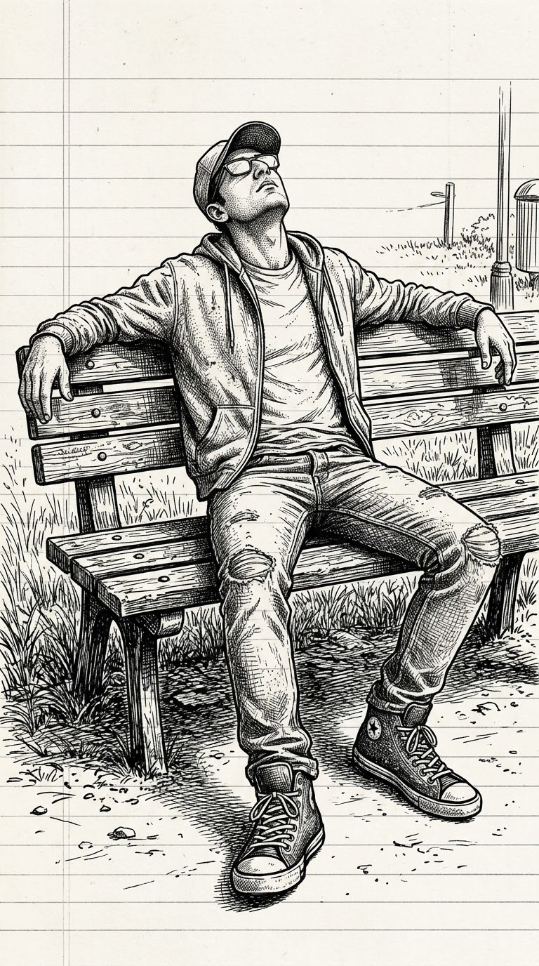 pen-and-ink illustration of a person