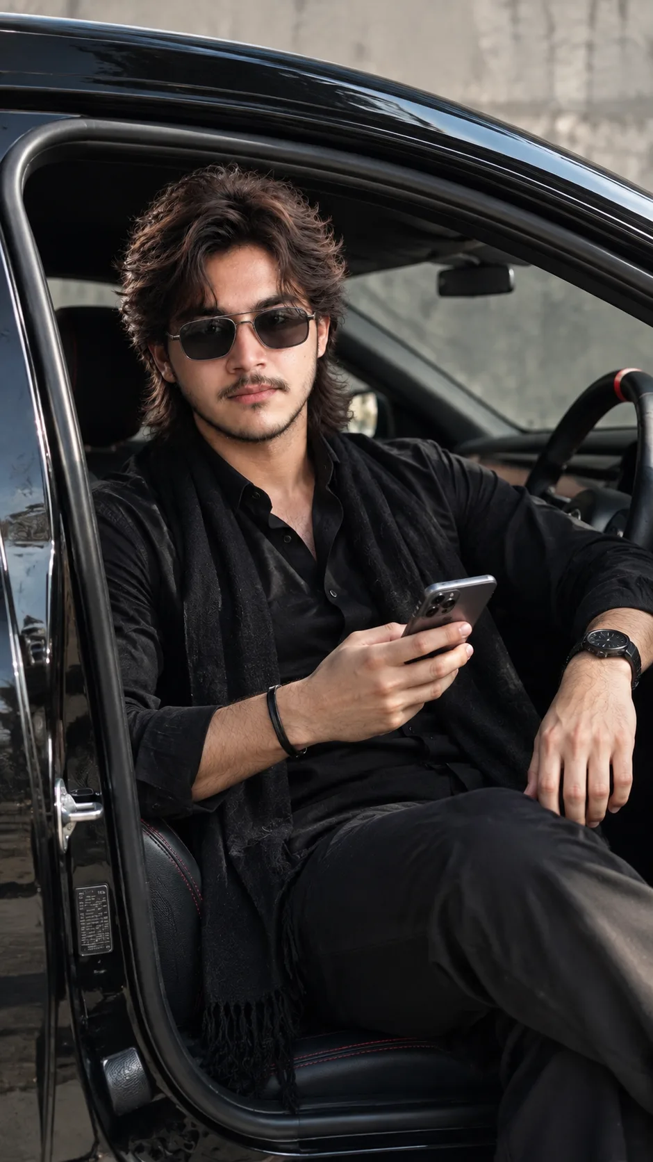 Black Ride, Dark Vibes 🖤🚘 — The Ultimate Street Style