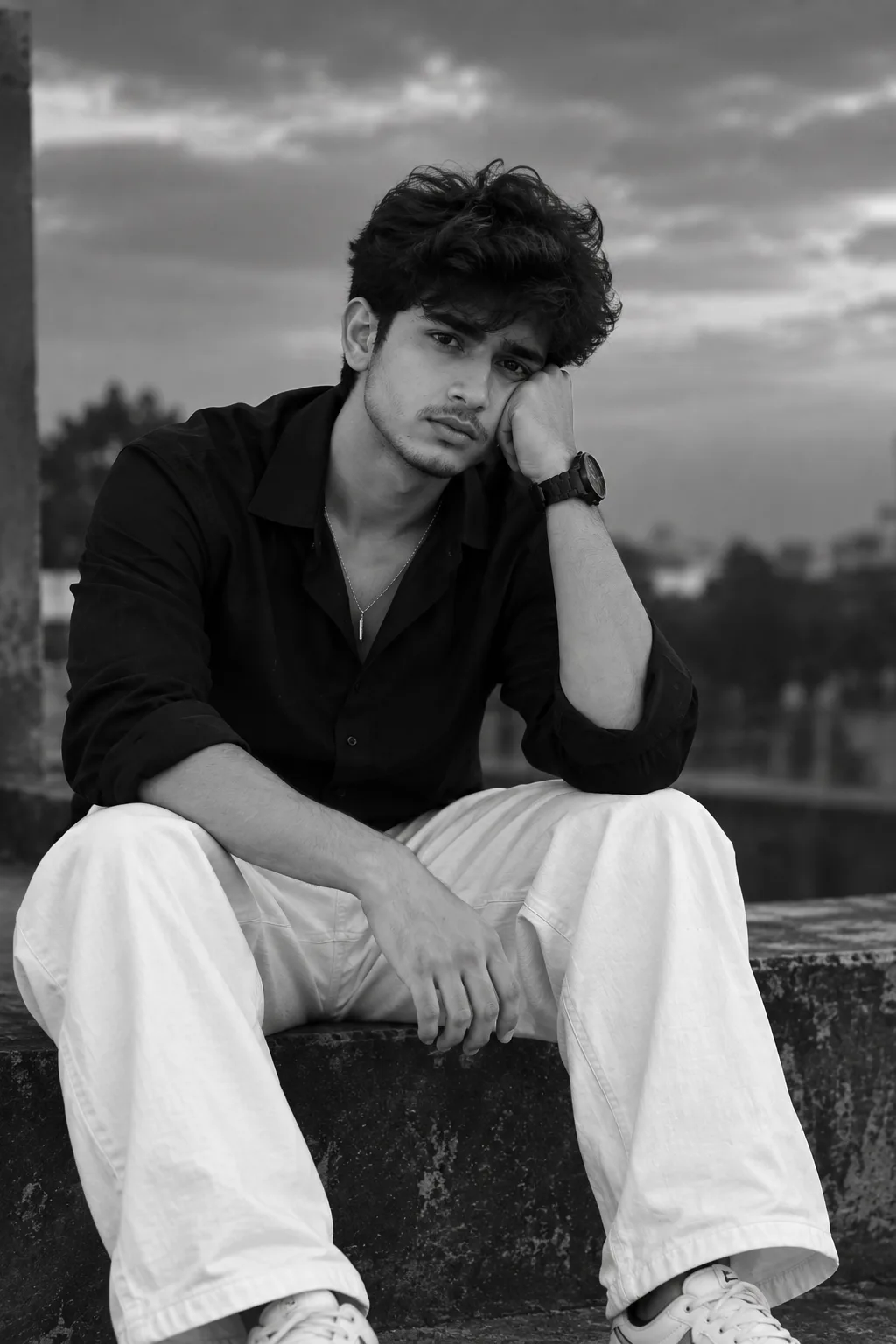 black and white sad picture