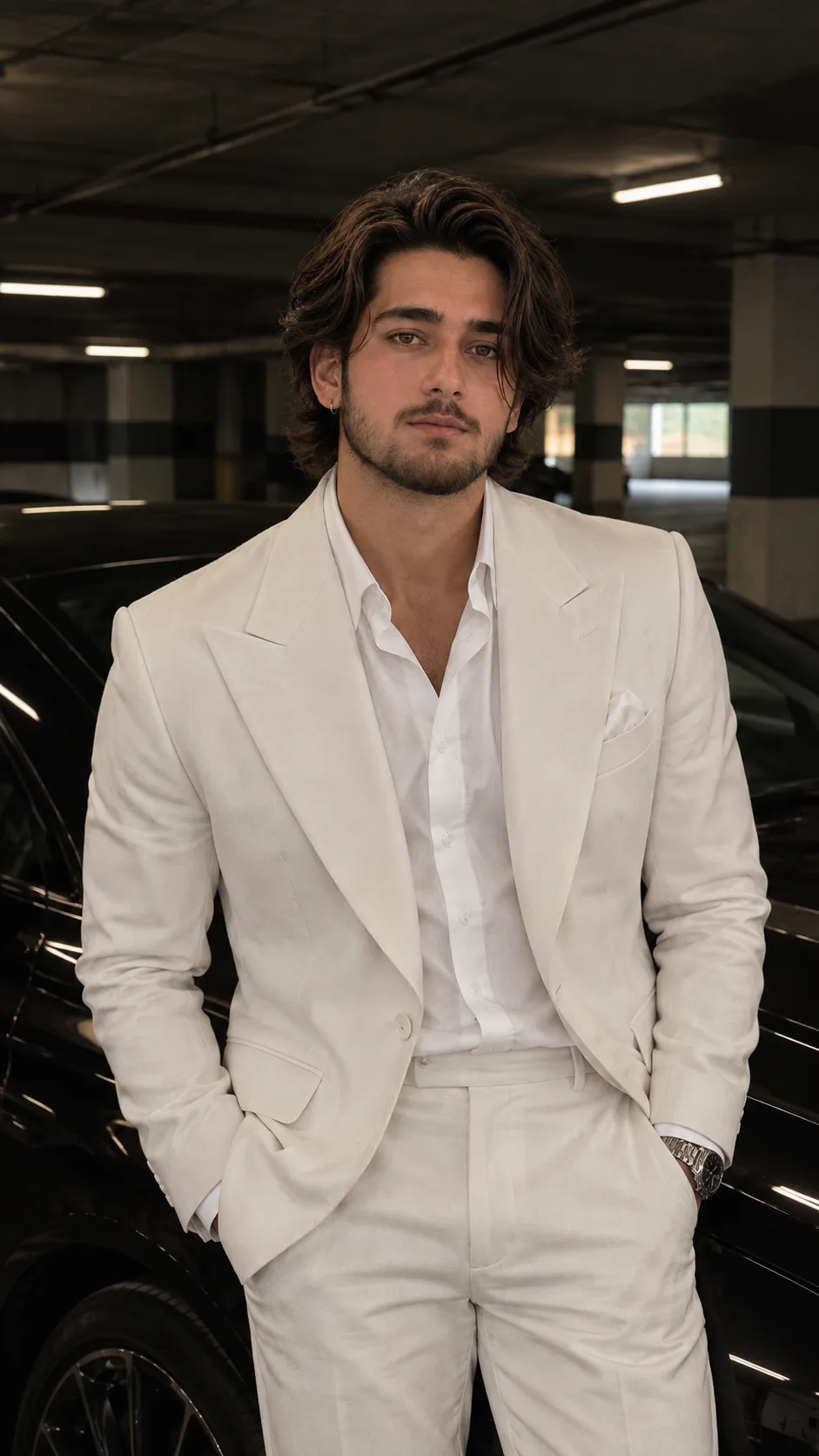 White Suit in the Underground Garage