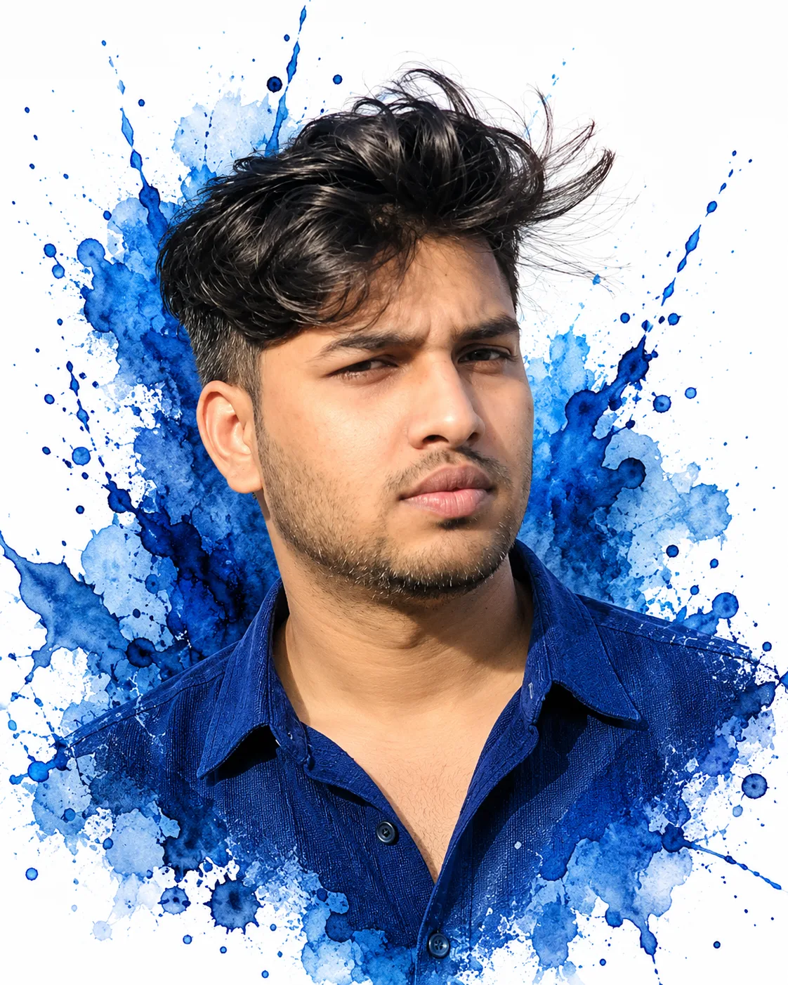 Blue Watercolour Splash Portrait