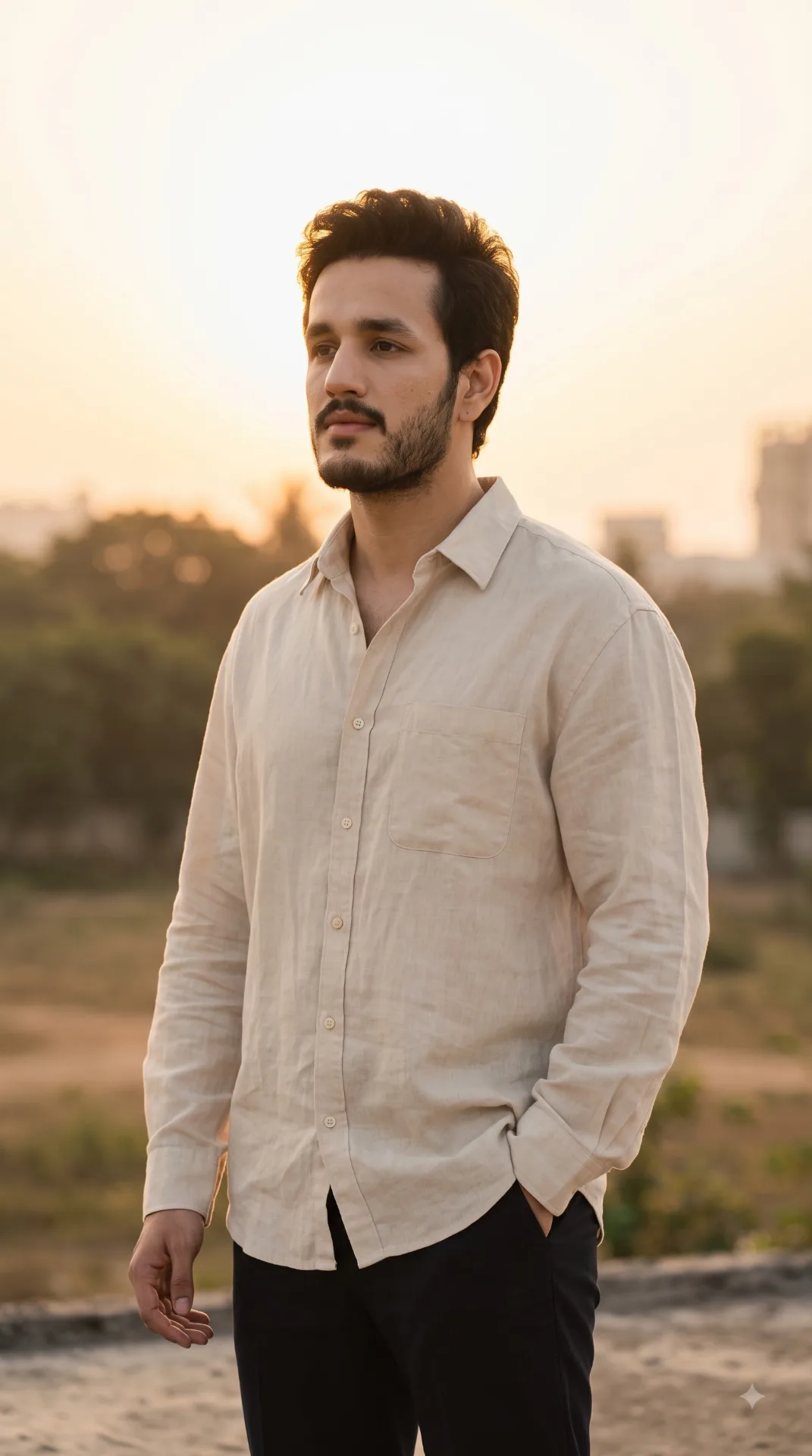 🌅 Cinematic Sunrise Male Portrait AI Prompt