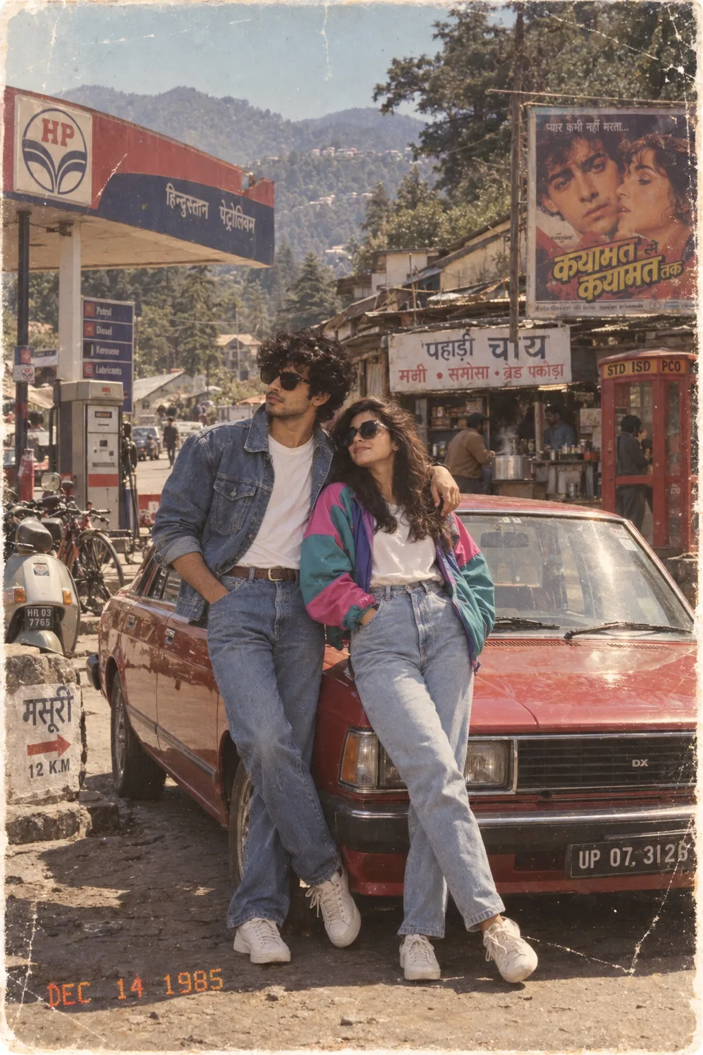 Ultra realistic cinematic 80s retro couple prompts