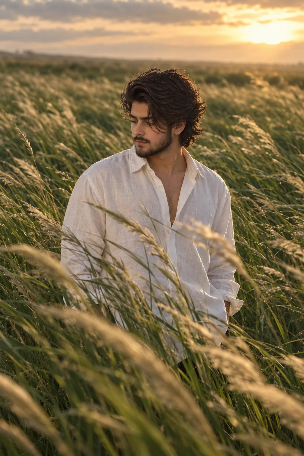 Golden Hour in the Wild Grasses