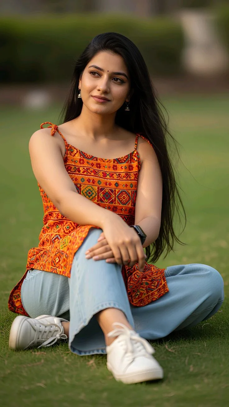 Indo-Western Fusion Park Portrait
