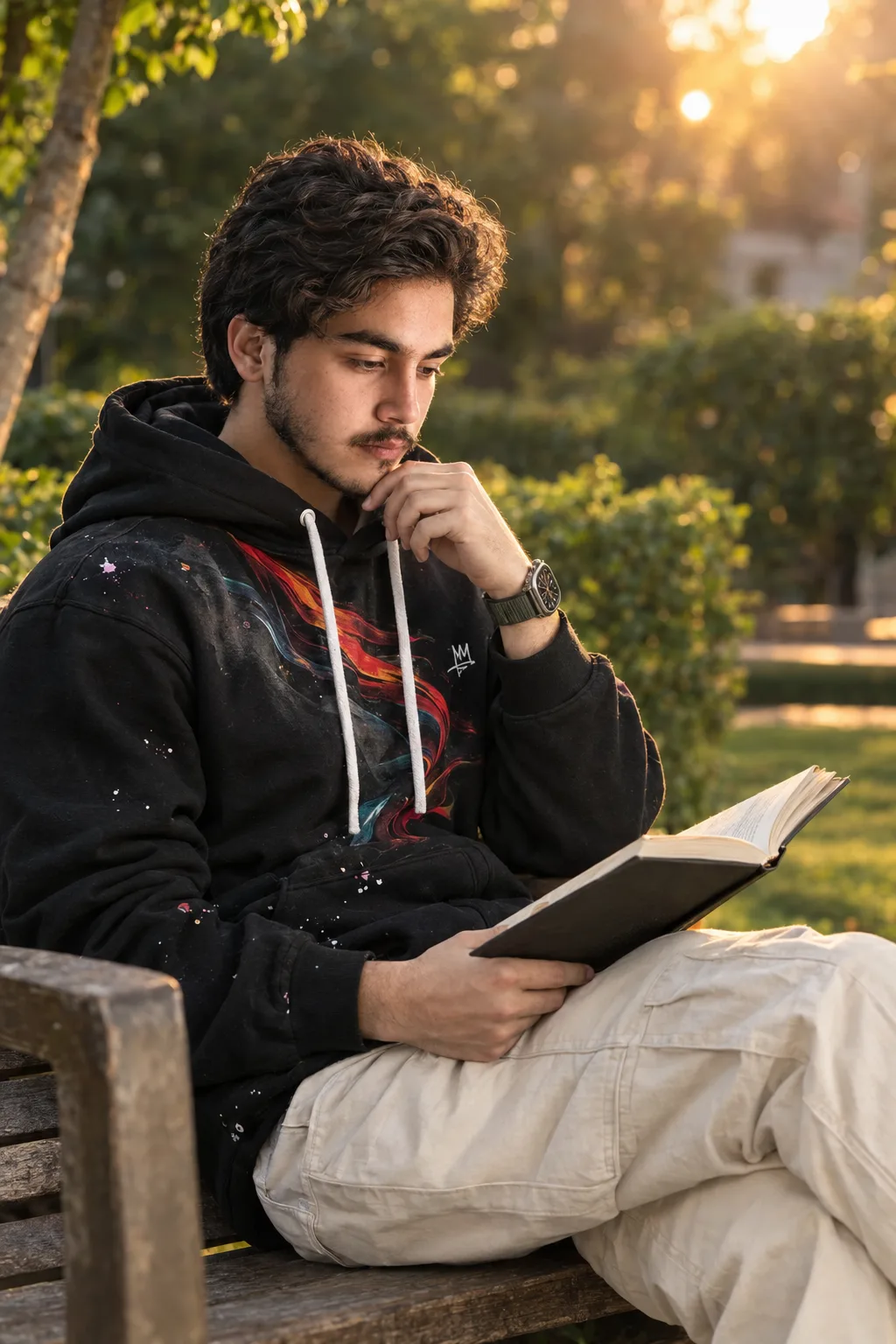 Golden Hour Reader — Peaceful Garden Vibes