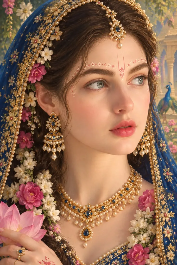 Royal Blue Indian Bridal Portrait – Enchanted Garden Elegance