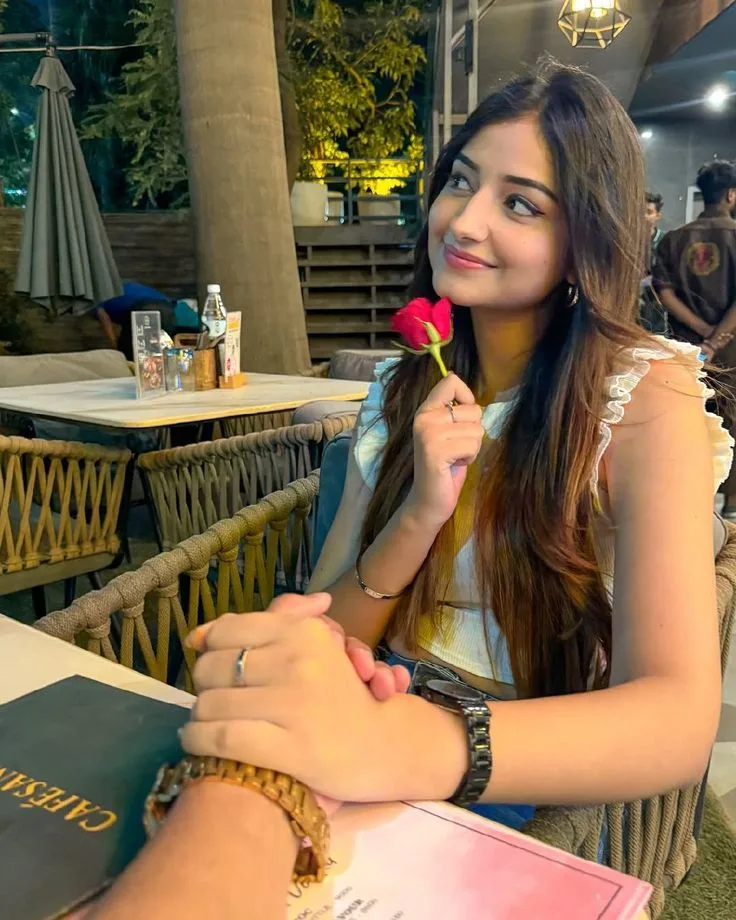 Romantic Café Moment with a Rose