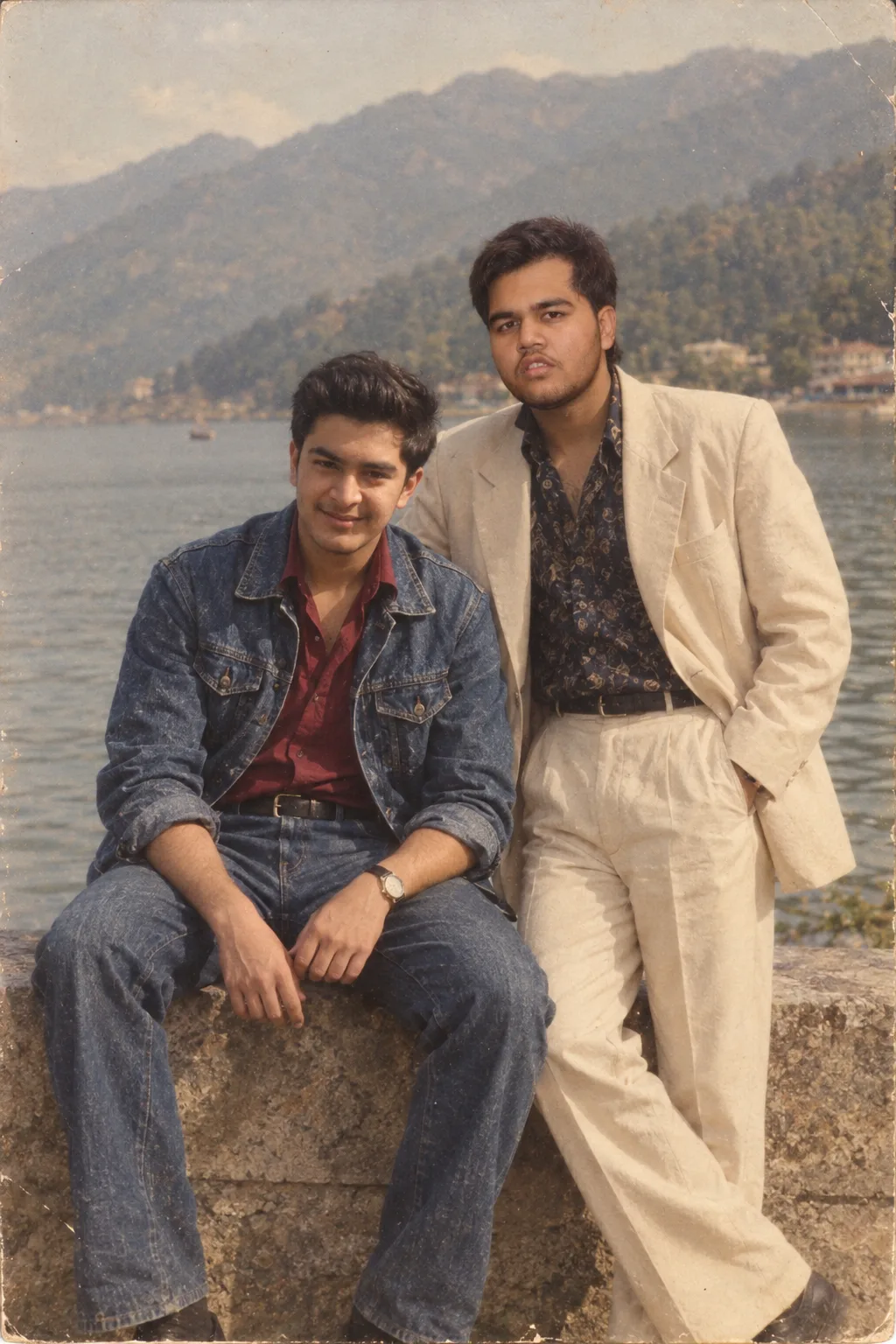 Retro Friends by the Misty Lake