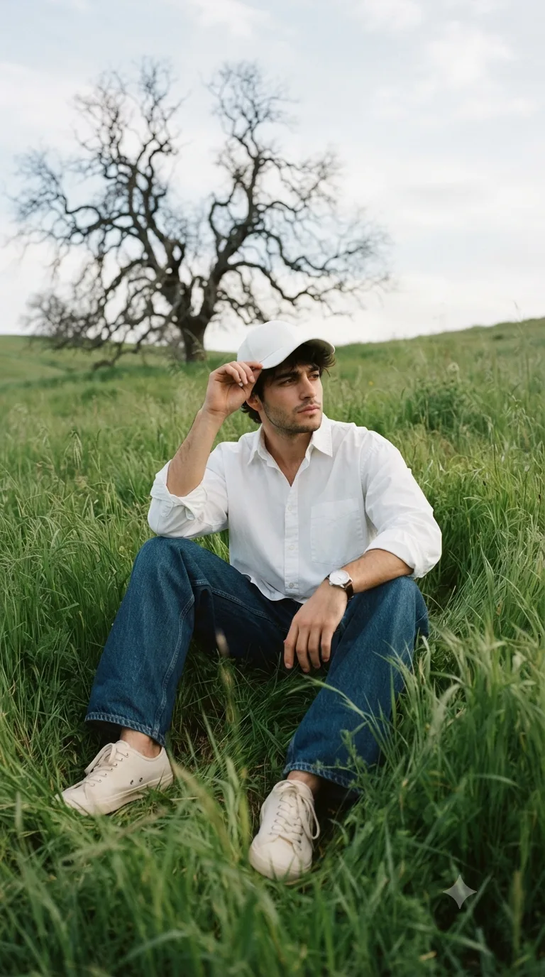 Nature fashion portrait of a young man