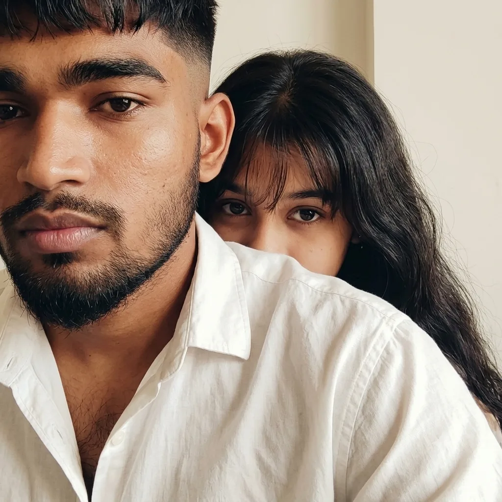 Intimate Candid Close-Up Portrait of Young Couple