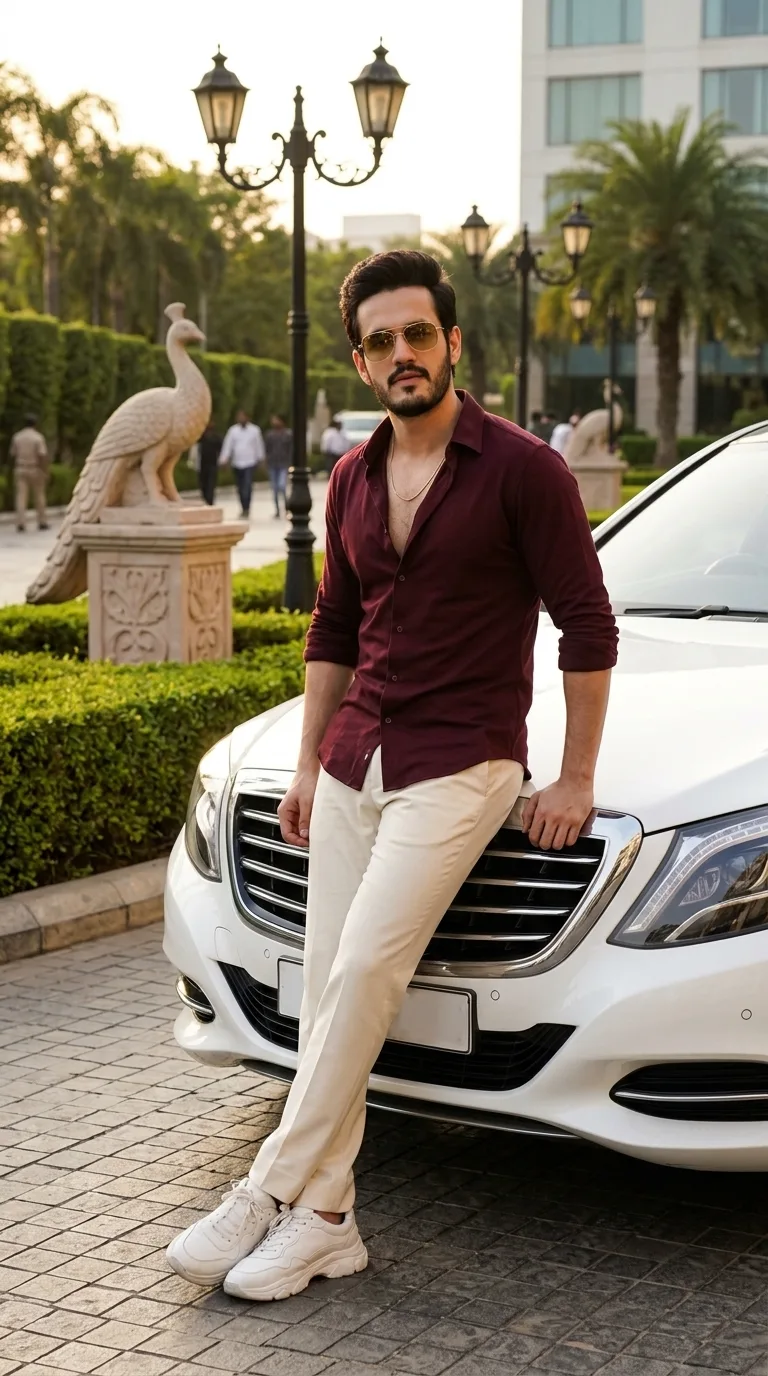 🚘✨ Luxury Car Instagram Aesthetic Photo Prompt | Men’s Fashion & Golden Hour 📸