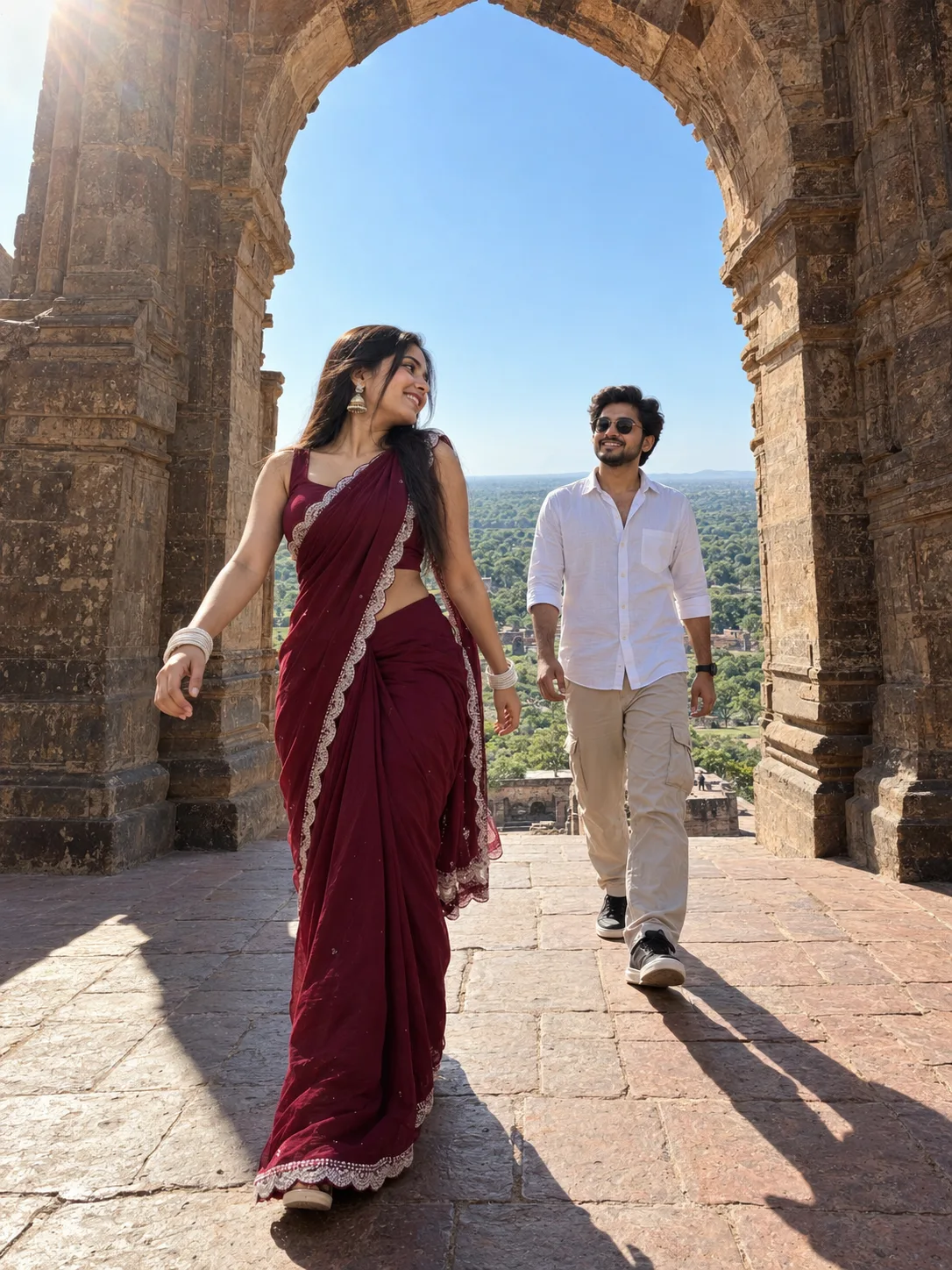 Ultra realistic cinematic portrait of a young Indian couple