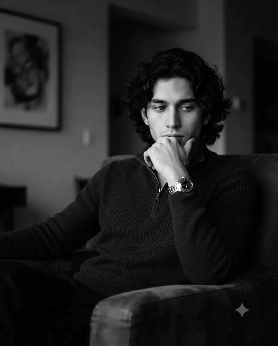 Ultra realistic black and white cinematic portrait