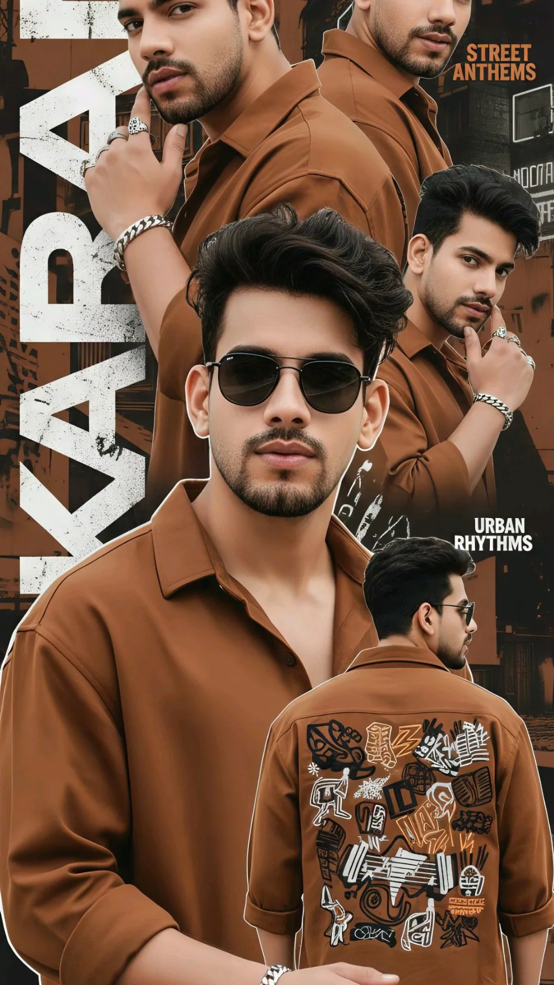 Urban Streetwear Collaged Poster in Earthy Brown Tones