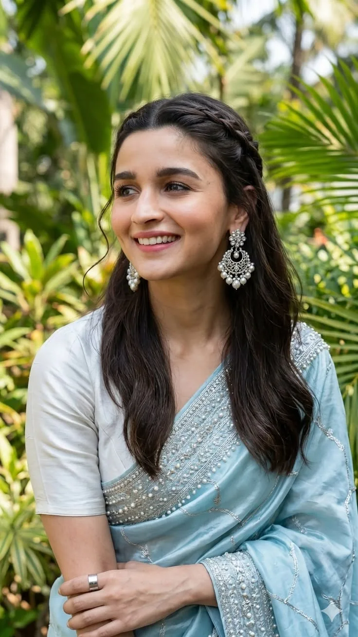 Elegant Blue Saree Look | Traditional Indian Fashion Aesthetic