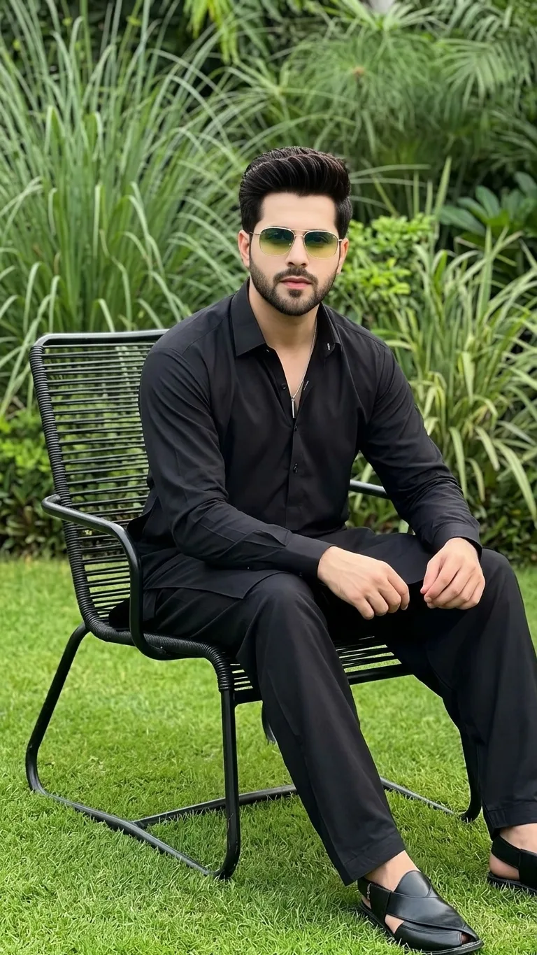 Elegant Black Kurta Portrait Poster