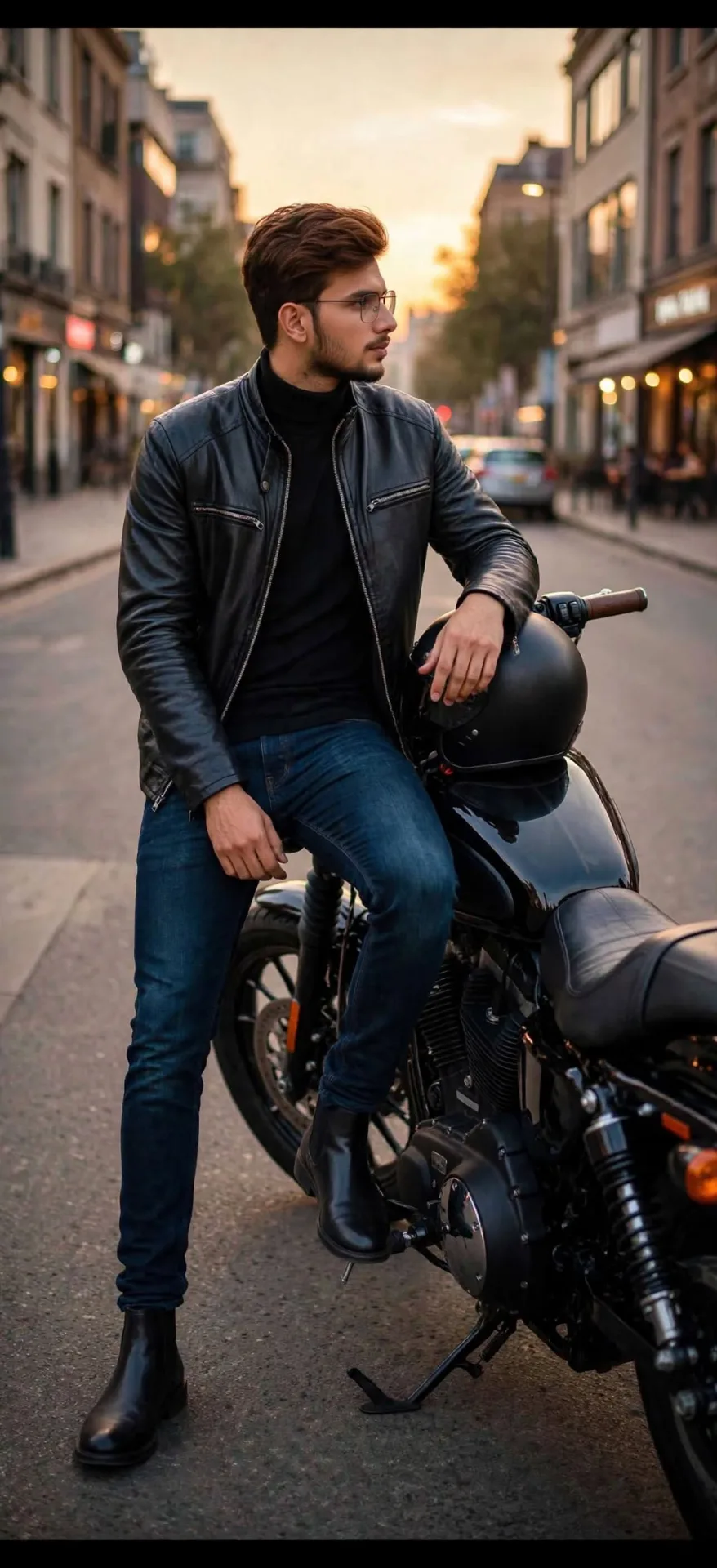 Mafia Boss Biker - Cinematic Golden Hour Confidence Portrait