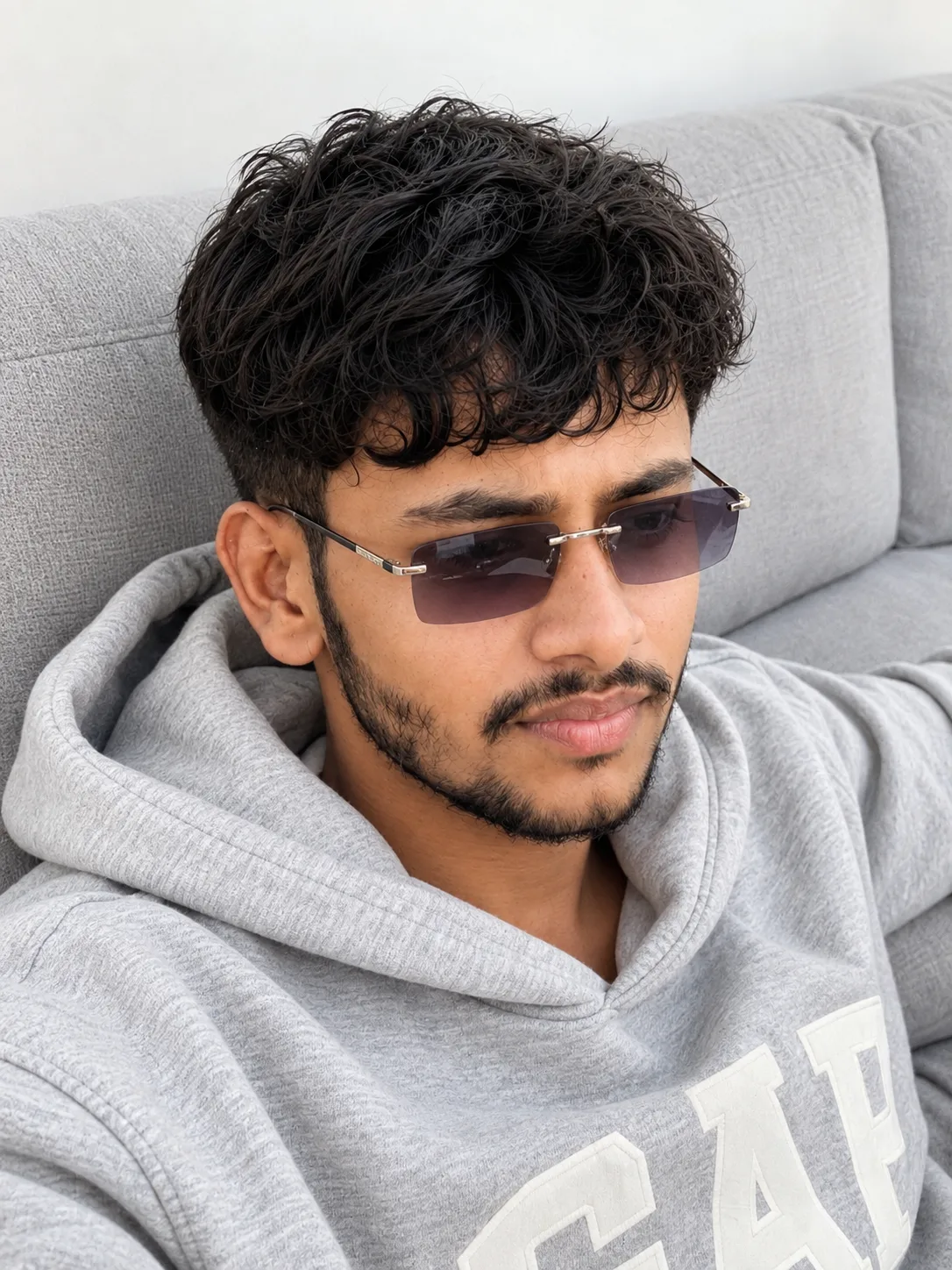 Candid Sofa Portrait — Ultra-Realistic DSLR