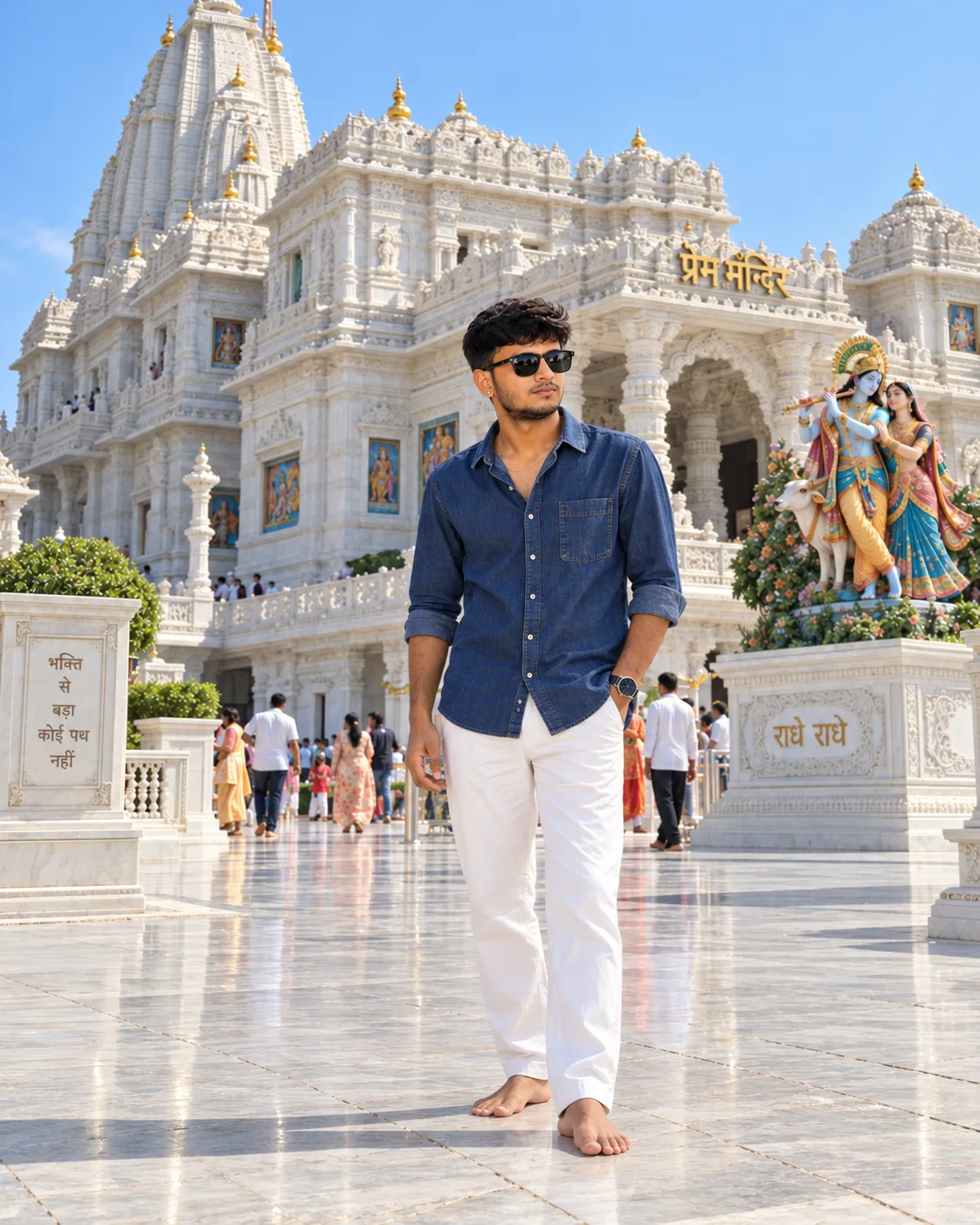 White Marble Temple — Barefoot Travel Portrait Prompt