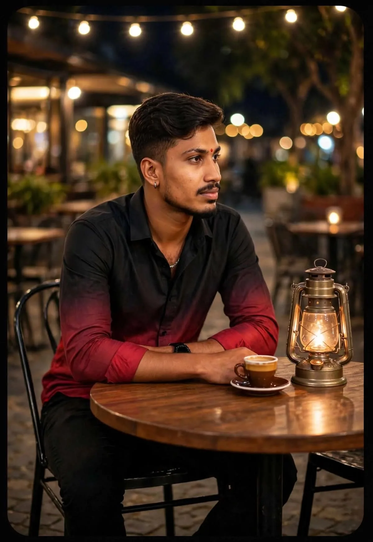 Night Cafe Cinematic Portrait
