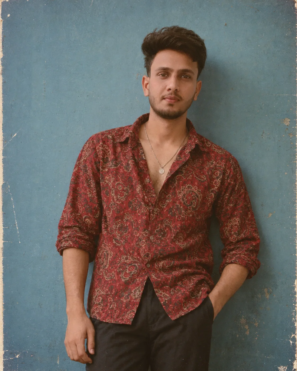 Vintage 90s Red Shirt Portrait — AI Image Prompt