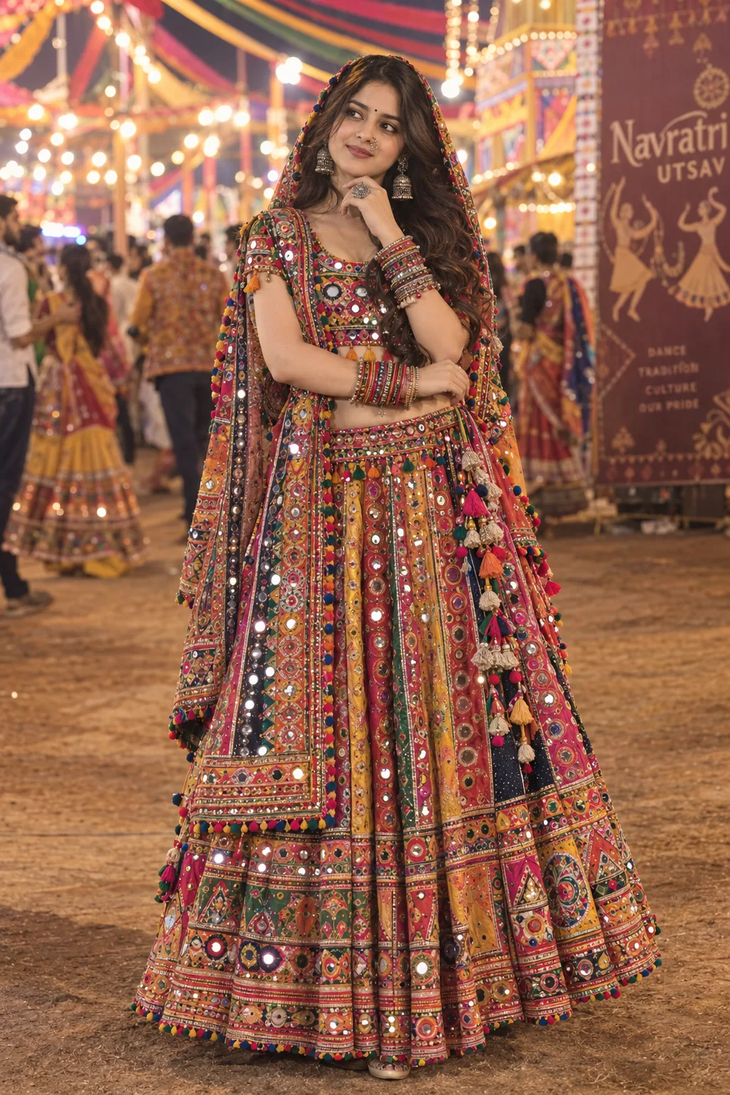 Ultra realistic, ultra detailed full body indian traditional fashion portrait