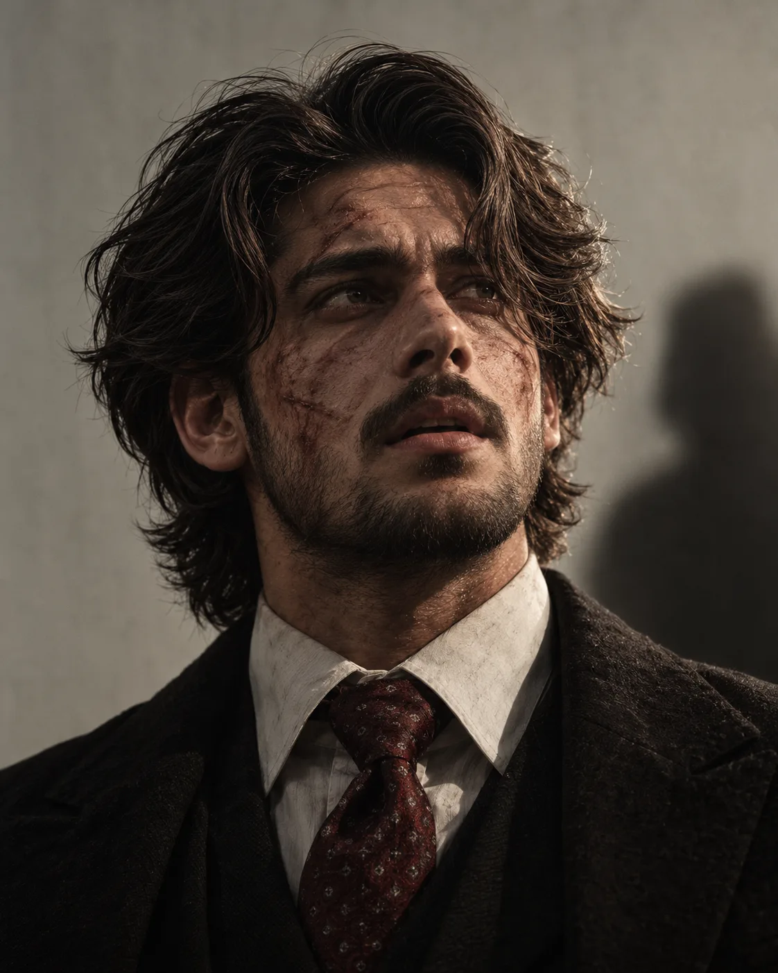 Gritty Cinematic Portrait of a Wounded Gentleman