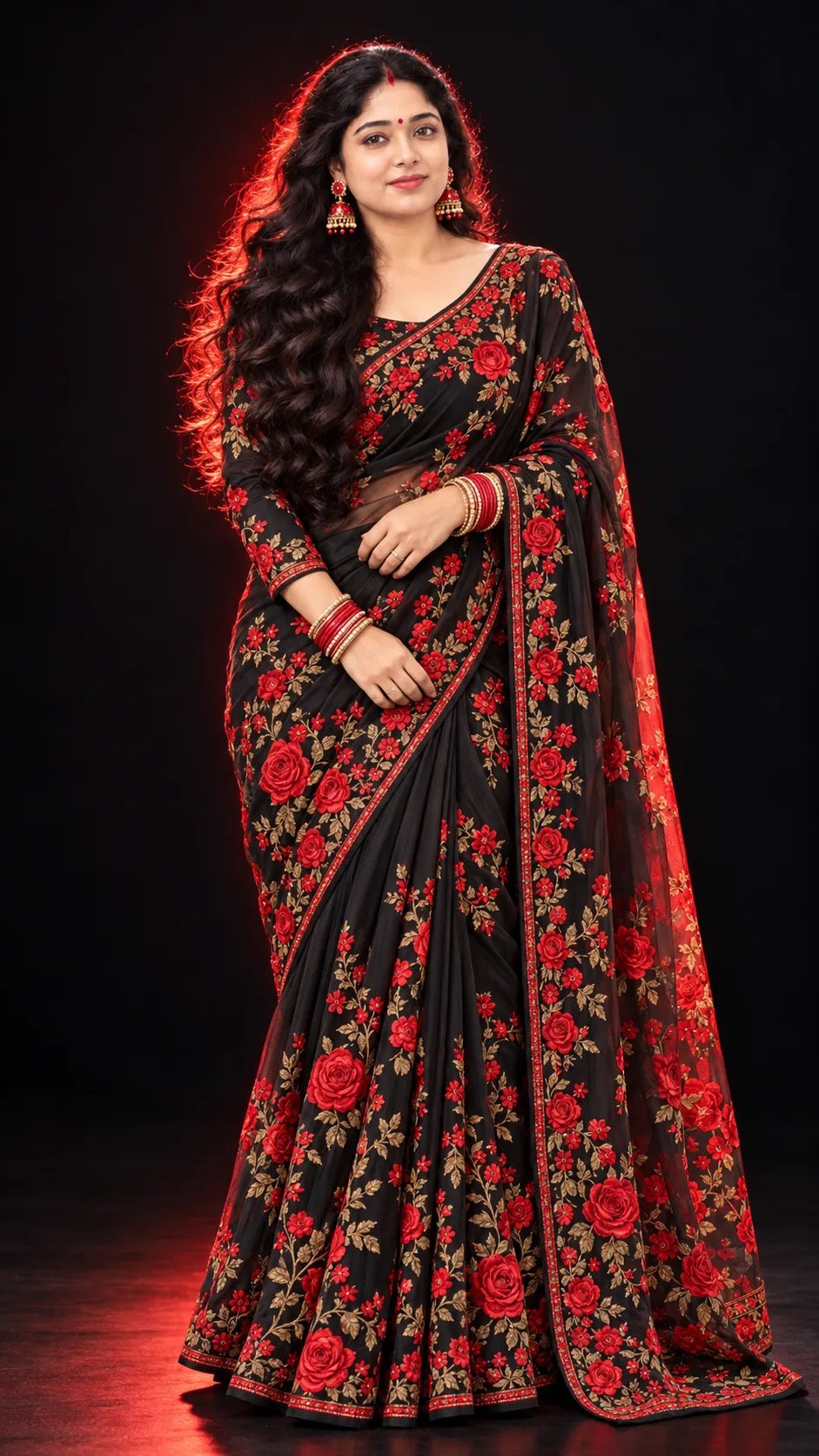 Red Saree Embroidery Elegance