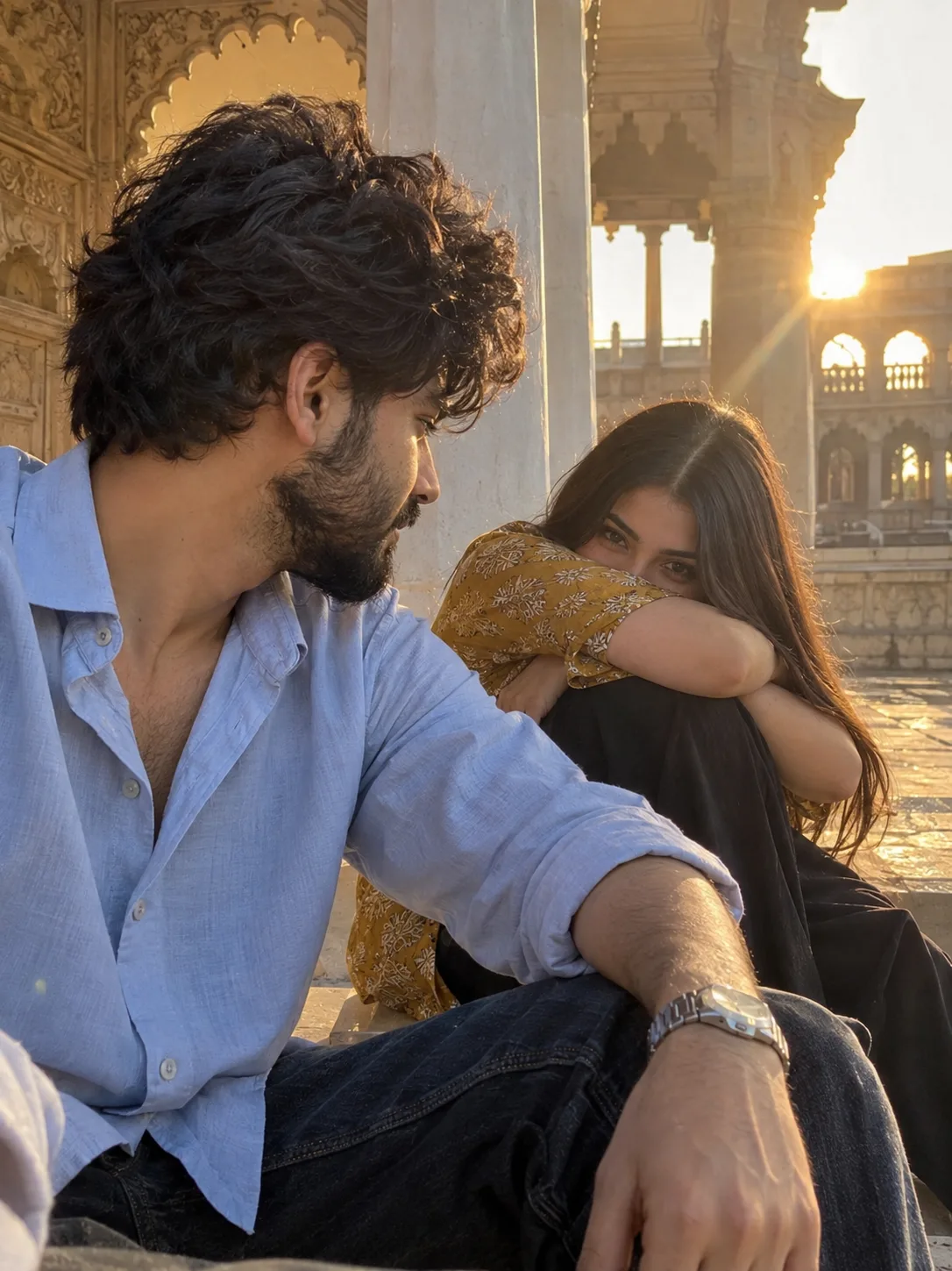Ultra realistic cinematic portrait of a young romantic couple