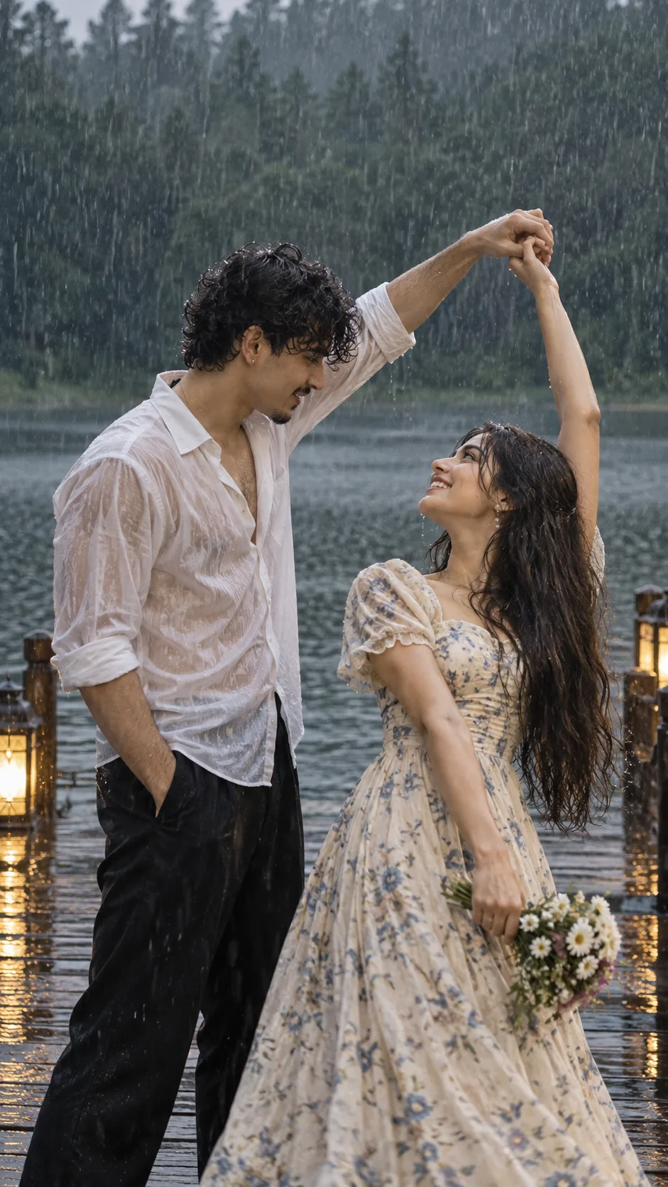 Ultra realistic cinematic portrait of a young romantic couple