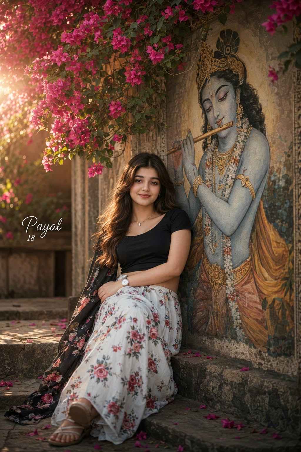 wall painting of Lord Krishna Prompt