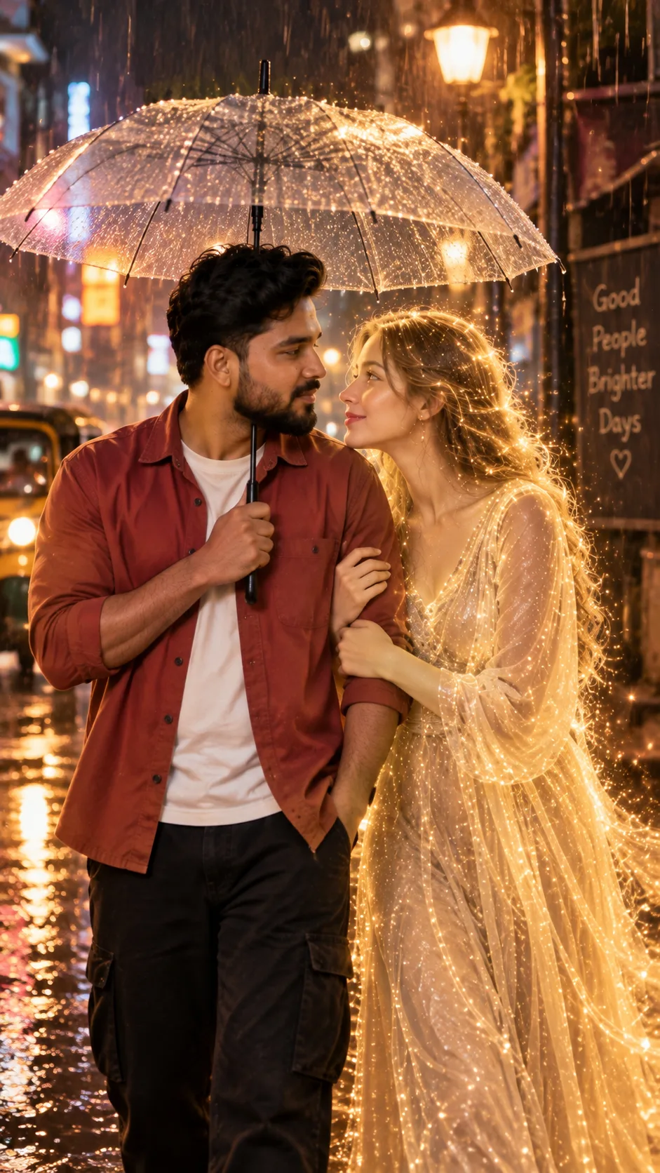 Rainy Street Romance Ultra Realistic