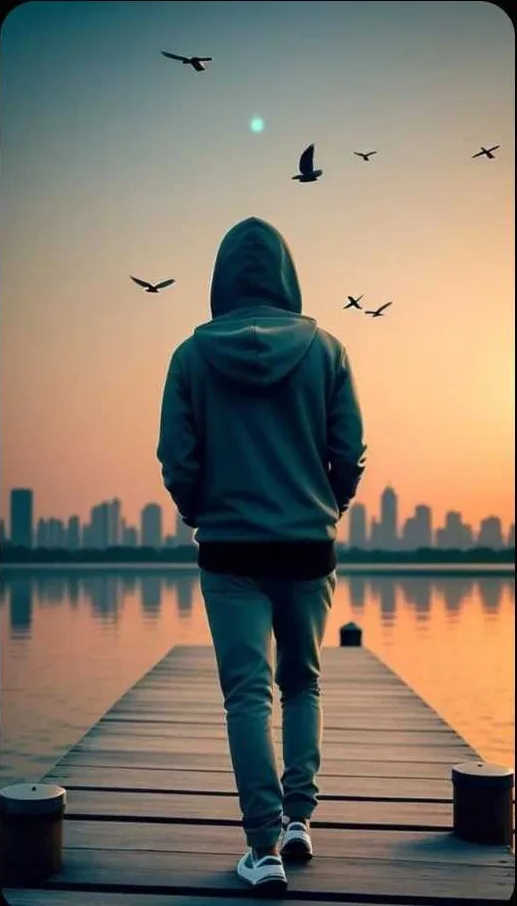 Lonely Hoodie Sunset Dock - Cinematic Mood Prompt