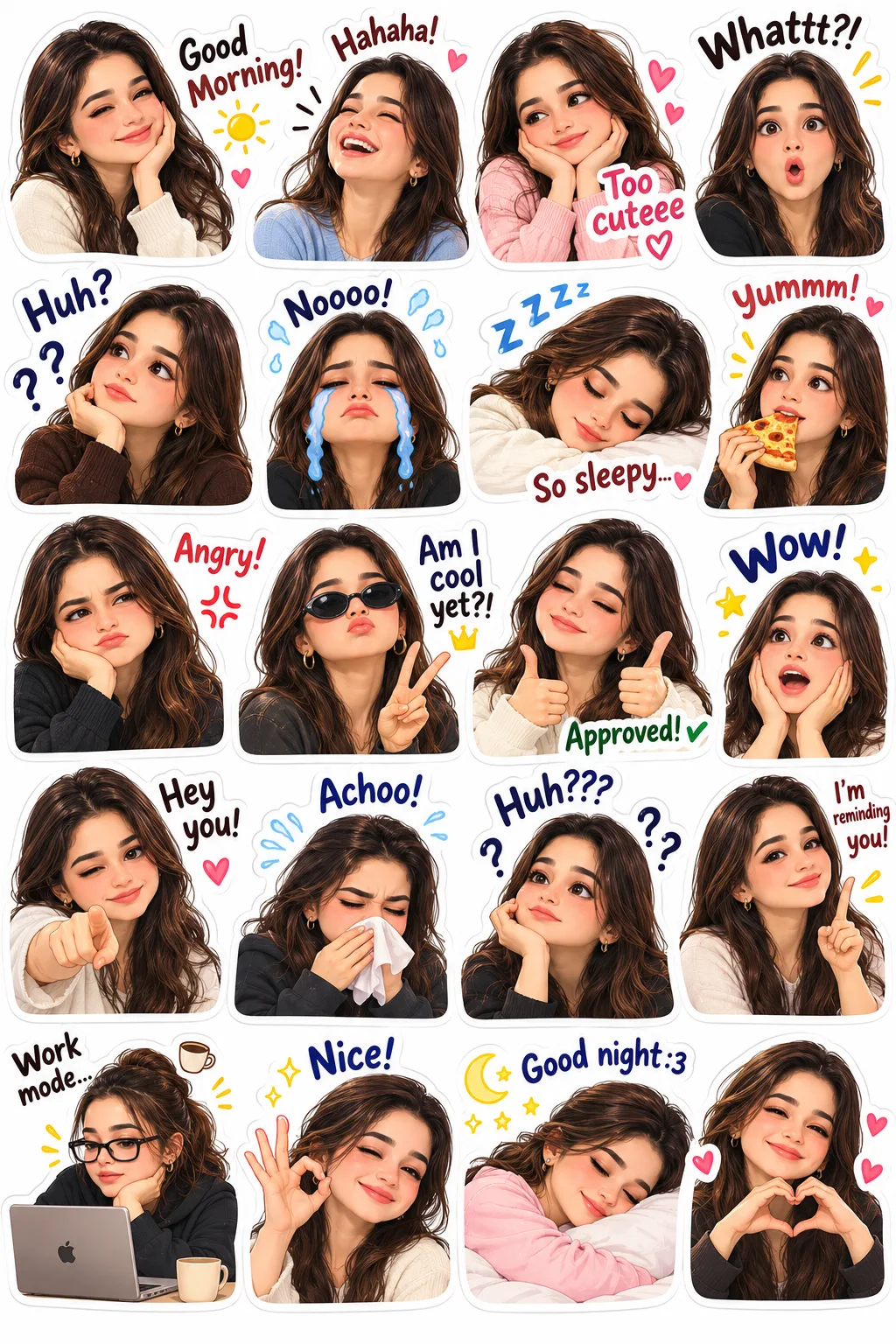 Cute Chibi Sticker Pack|Expressive Sara-Inspired Character ✨
