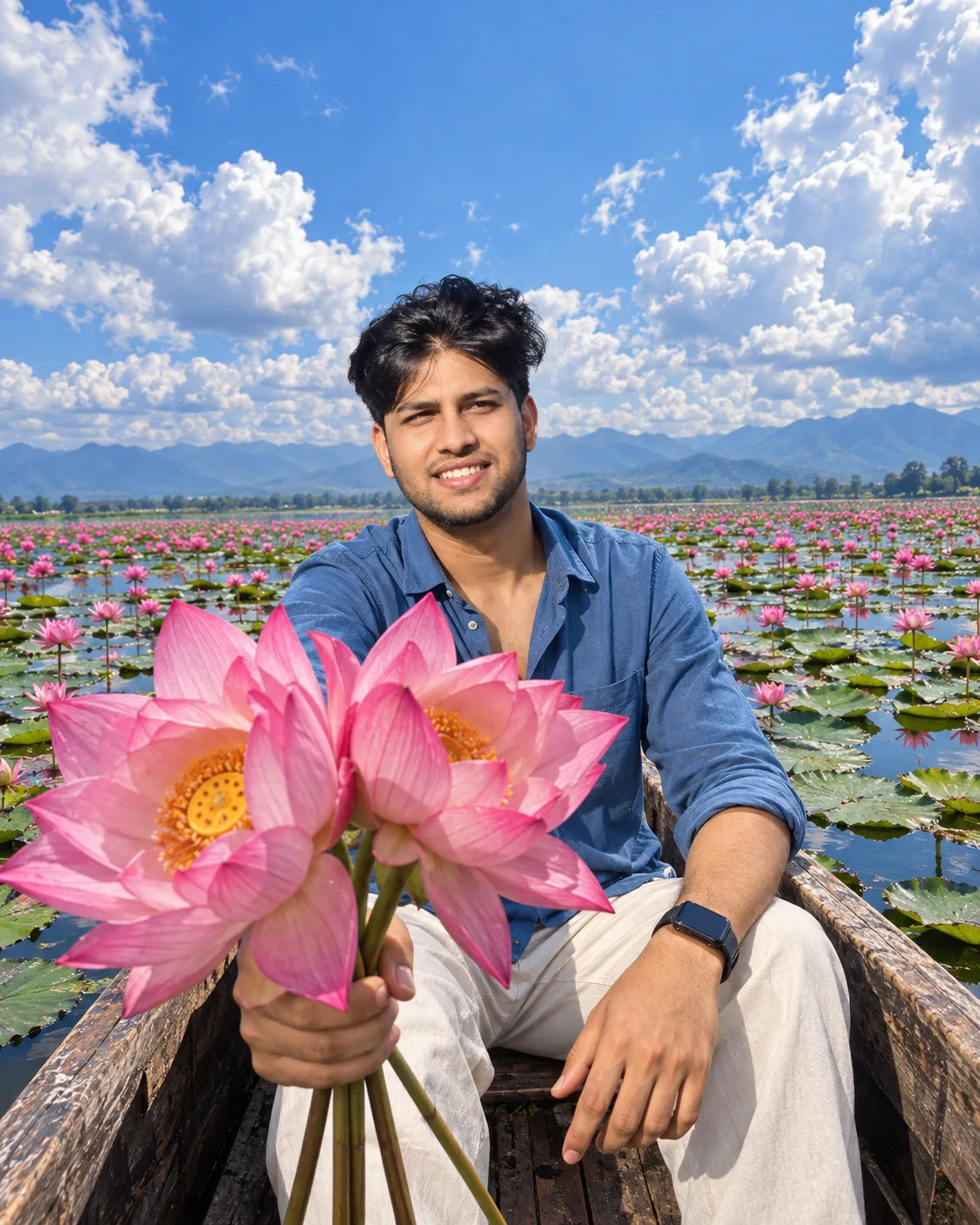 Lotus Lake Boat Portrait