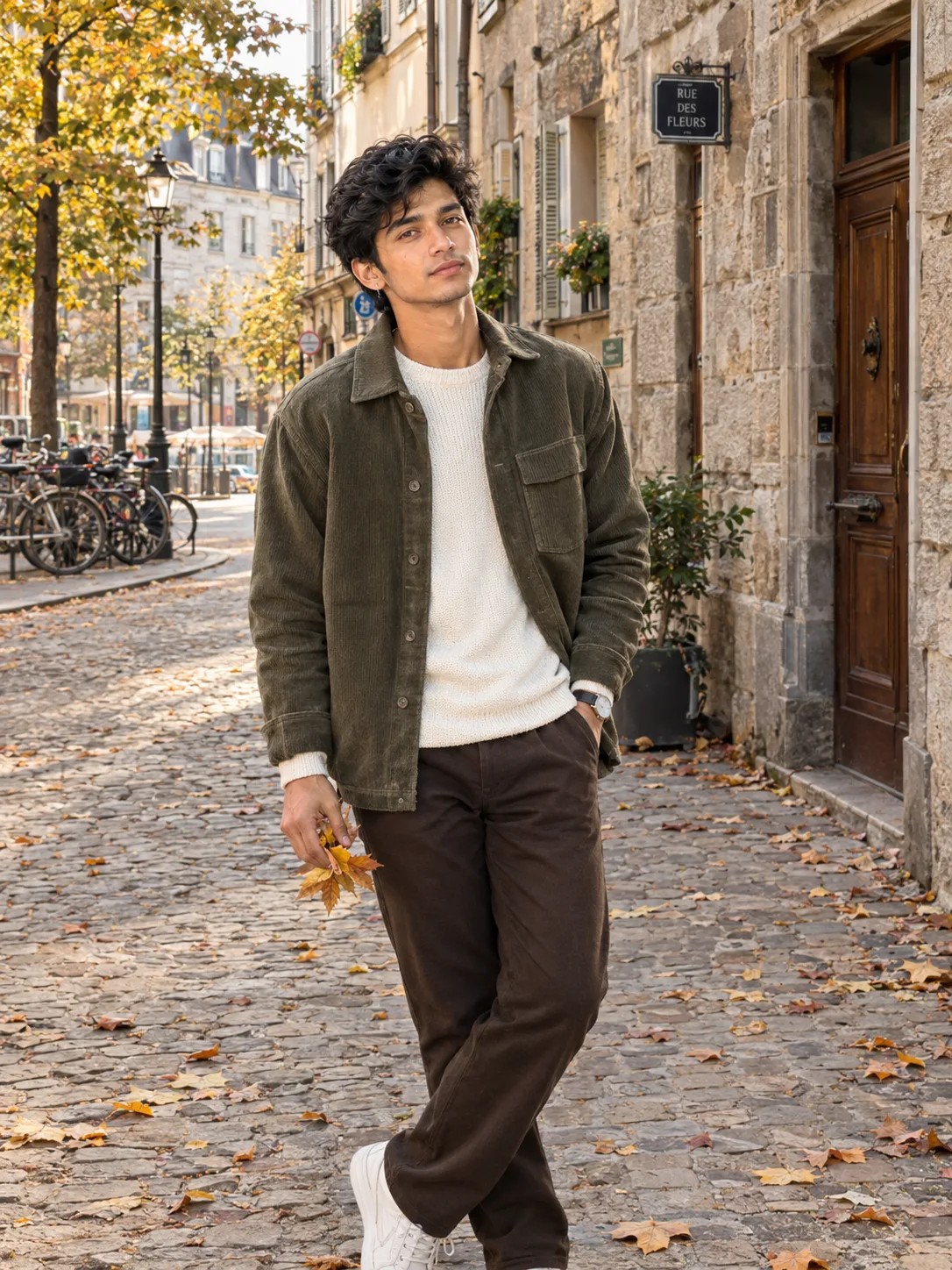 Stylish Boy in Autumn Street Photography