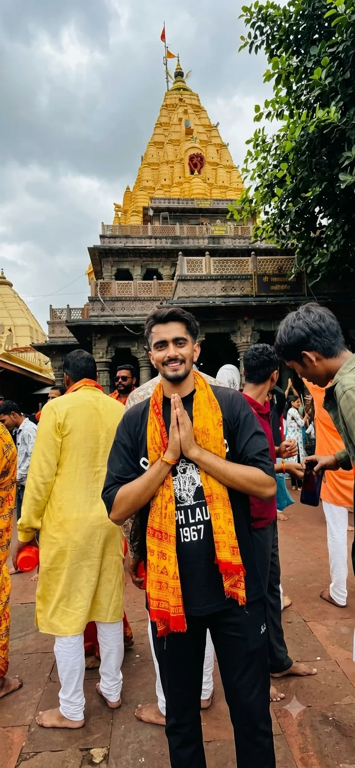 Candid Devotional Portrait of Young Man at Mahakaleshwar Temple
