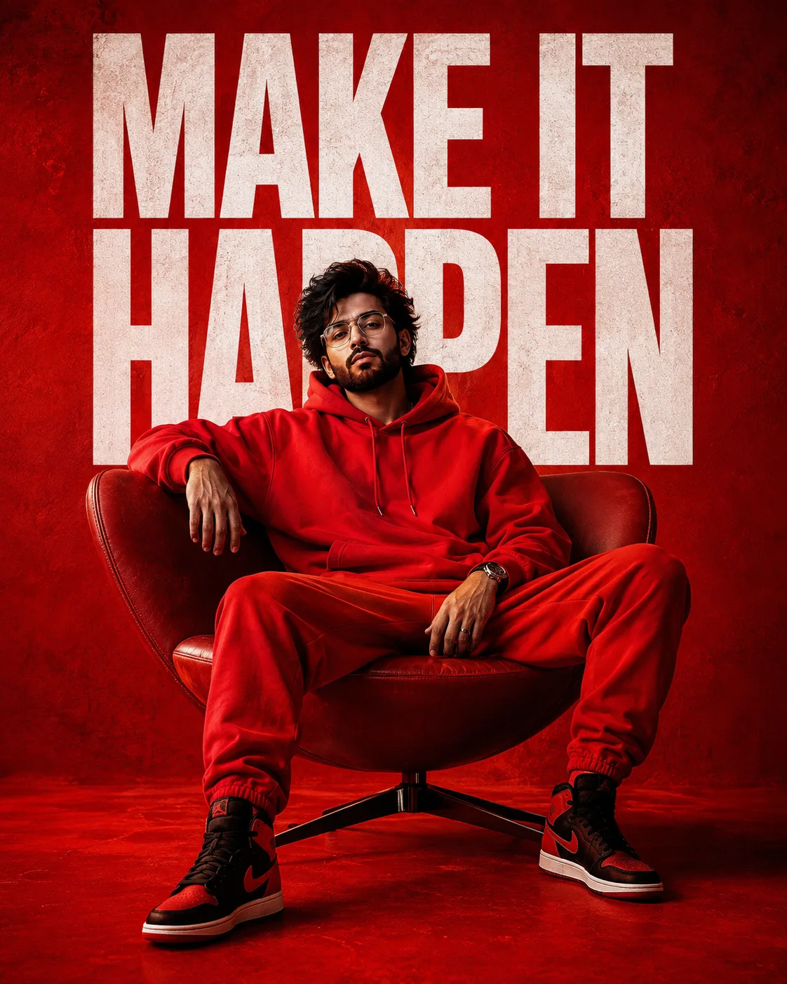 Bold Red “MAKE IT HAPPEN” Poster Portrait