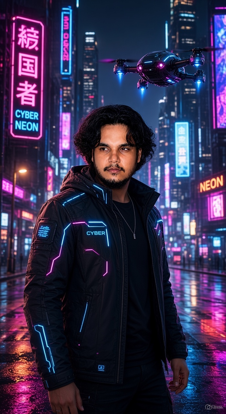 Neon city character