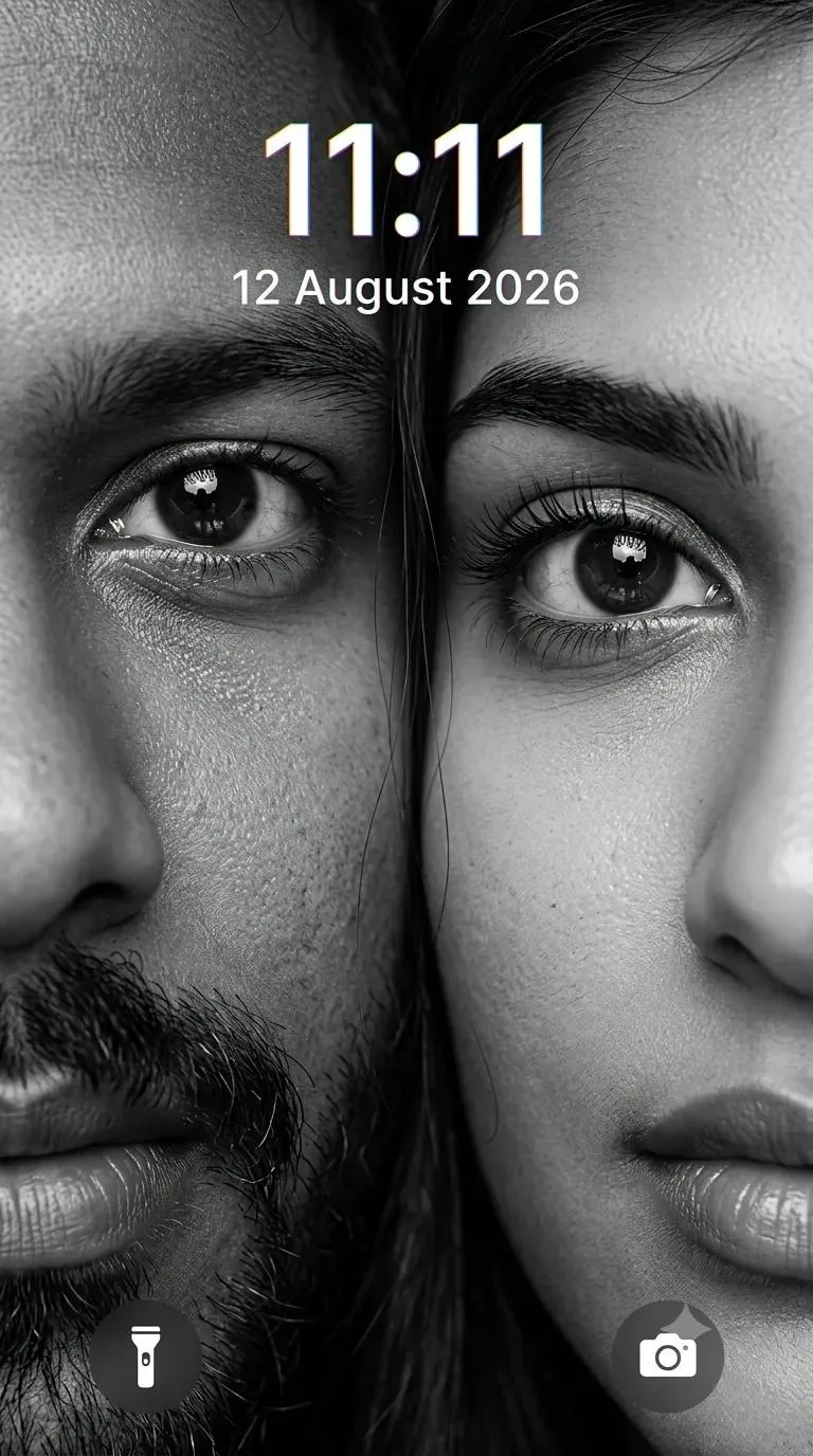 Ultra-realistic Android b/w lockscreen wallpaper