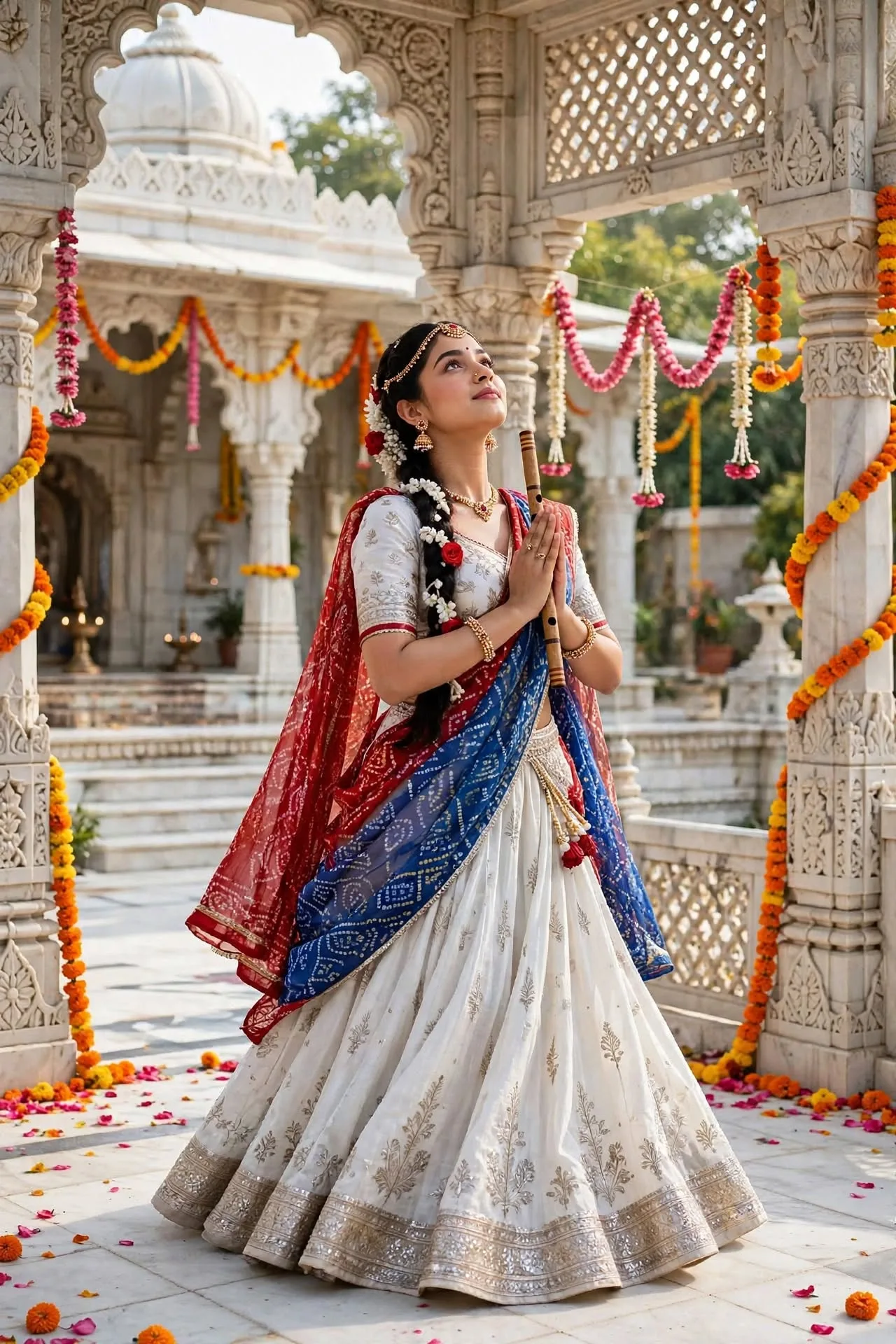 Radha Rani Temple Dance - Alia Bhatt Inspired White Lehenga Look