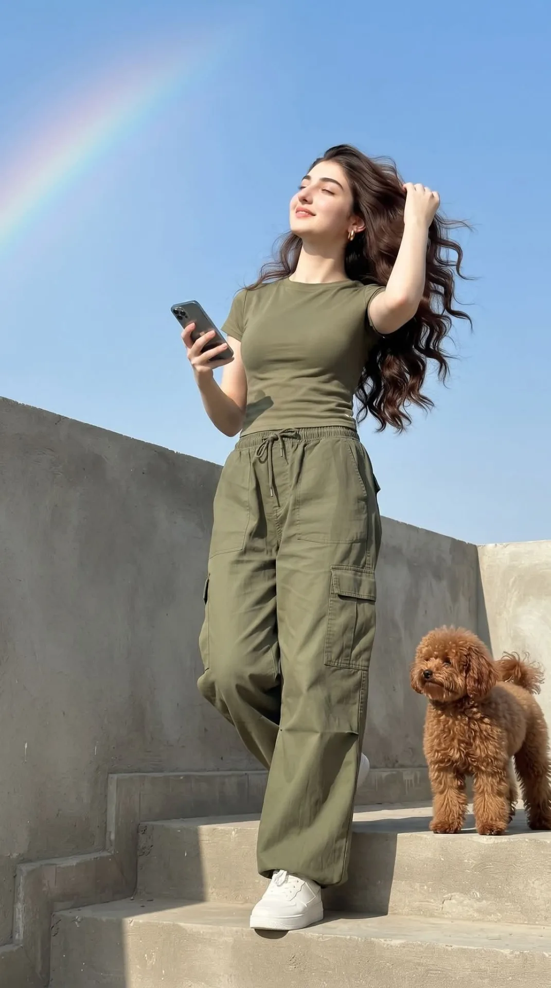 Candid Streetwear Aesthetic with Pet